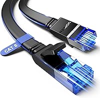 Vista 8 de UGREEN Cable Ethernet de 33 pies, cable Ethernet Cat 8 con 40 Gbps 2000 Mhz de alta velocidad, cable plano de Internet blindado resistente