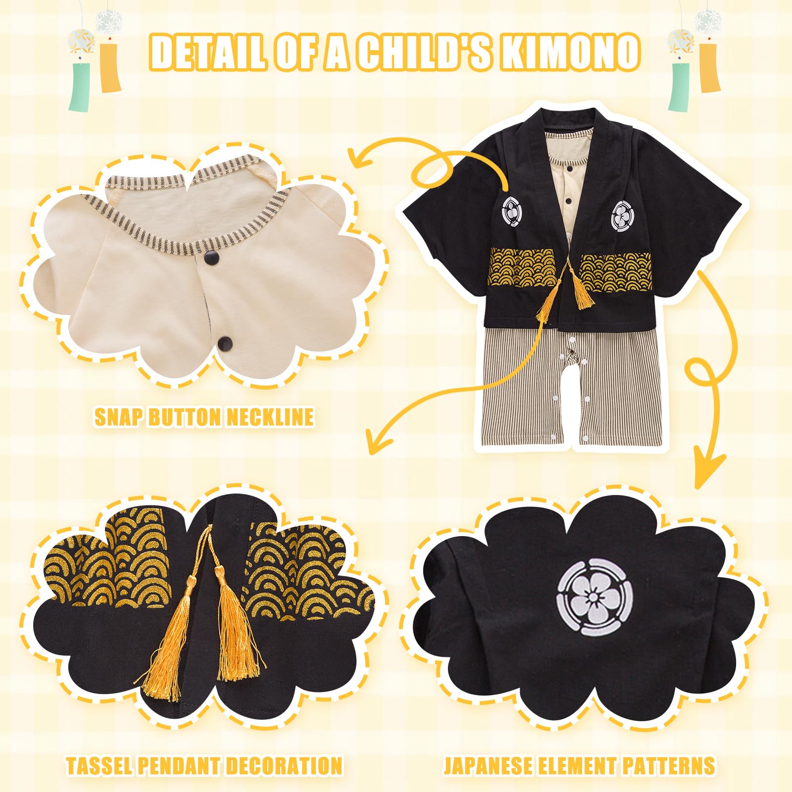 Kimono Bébé Cosplay Bebe,Déguisement Japonais Carnaval pour Bebe Garçons et Filles,Ensemble en Coton à Manches Longues pour Bébé Toddler,avec 2 Paires de Chaussettes