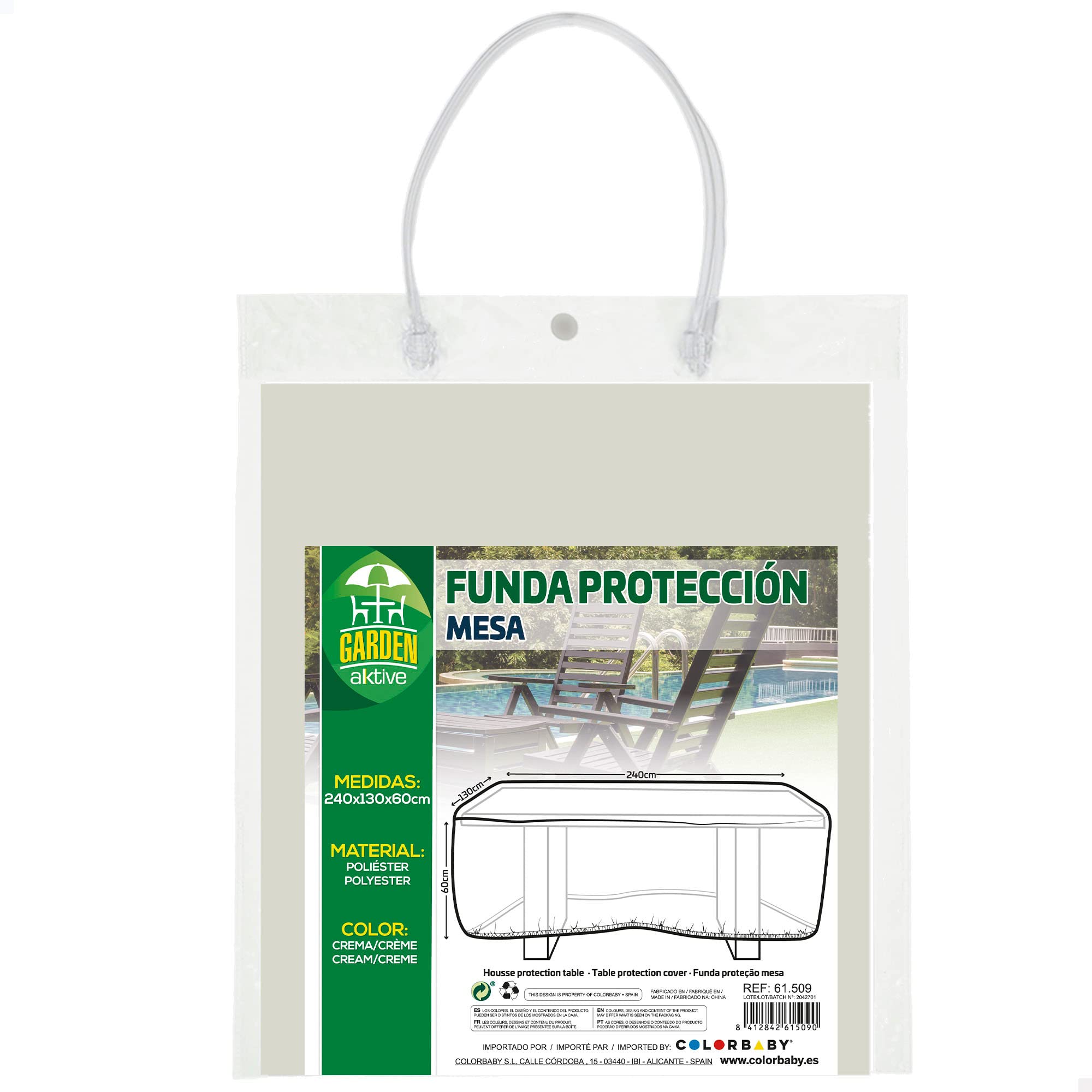 AKTIVE Funda Prot Mesa-​240x130x60 Cm-​rafia-​aktive Garden