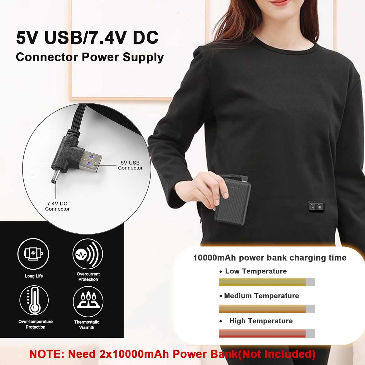 Heated Underwear Set for Men Women, Thermal Shirt and Warm Pants with 30 Heating Zones, Cold Weather Base Layer Set