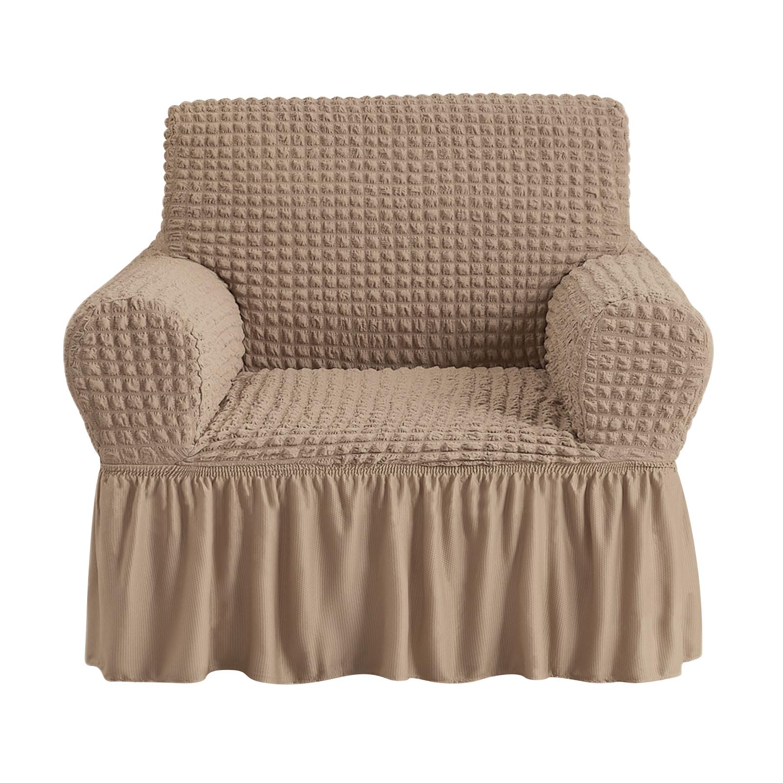 NICEEC Armchair Slipcover Khaki Armchair Covers 1 Piece Easy Fitted Sofa Couch Cover Universal High Stretchable Durable Furniture Protector with Skirt