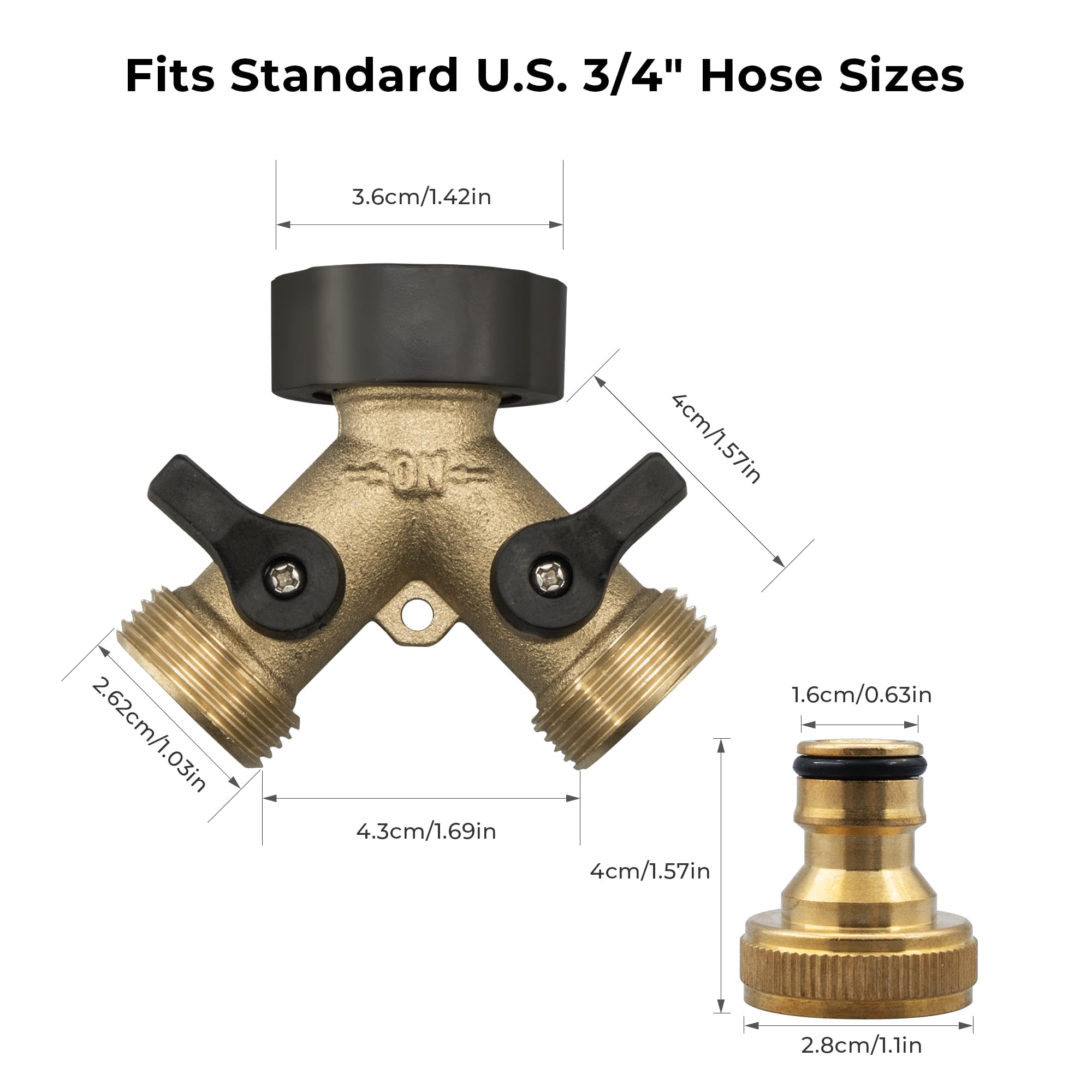 Vancoco Garden Hose Splitter, 2 Way Hose Splitte rwith On/Off Valves, 3/4 inch Garden Hose Connector and Y Splitter - Image 4