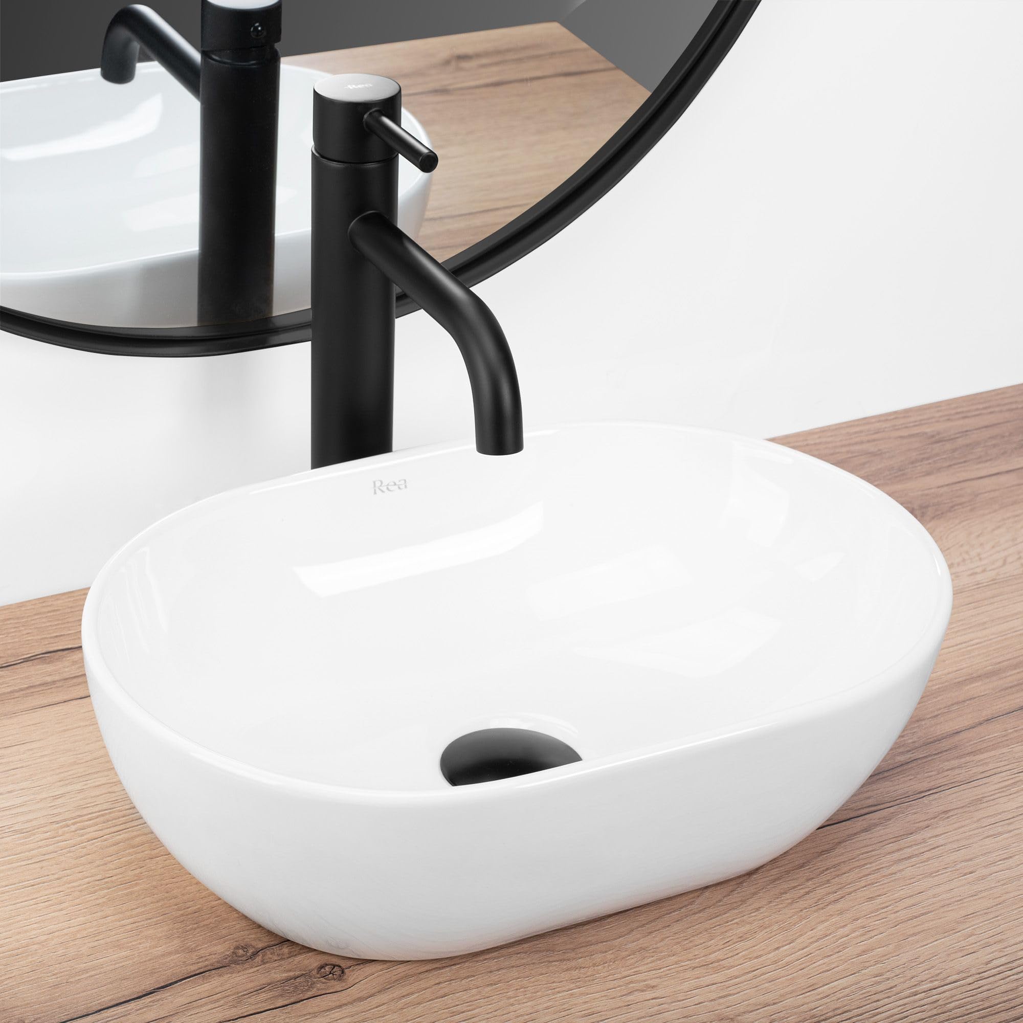 Rea - Lavabo Da Appoggio Amelia Mini Lavabo Bagno 26 X 38 X 12 cm Ceramica (Bianco)