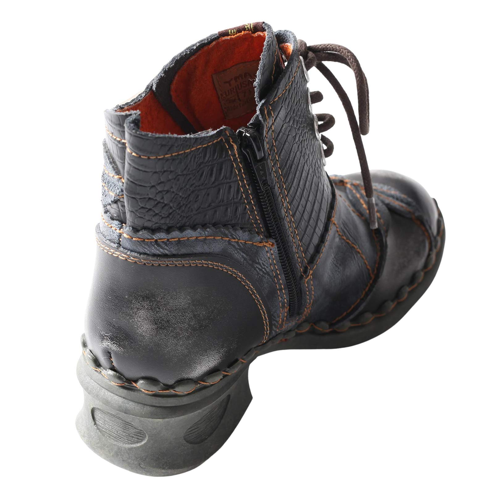 TMA EYES Zapatos de mujer de cuero hechos a mano, botines de mujer con cordones