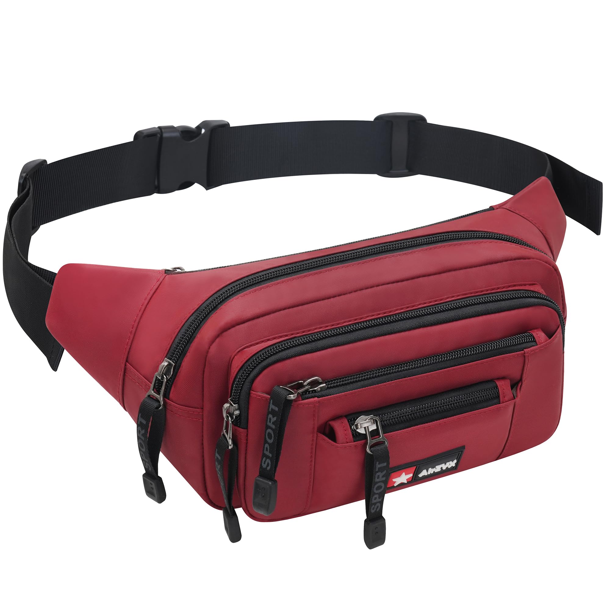 Sac Banane Homme Femme Imperméable Ceinture de Voyage Sport Pochette Ville de Sécurité pour Cacher et Protéger Argent Sacoche Banane 6 Poches Randonnée Vacance
