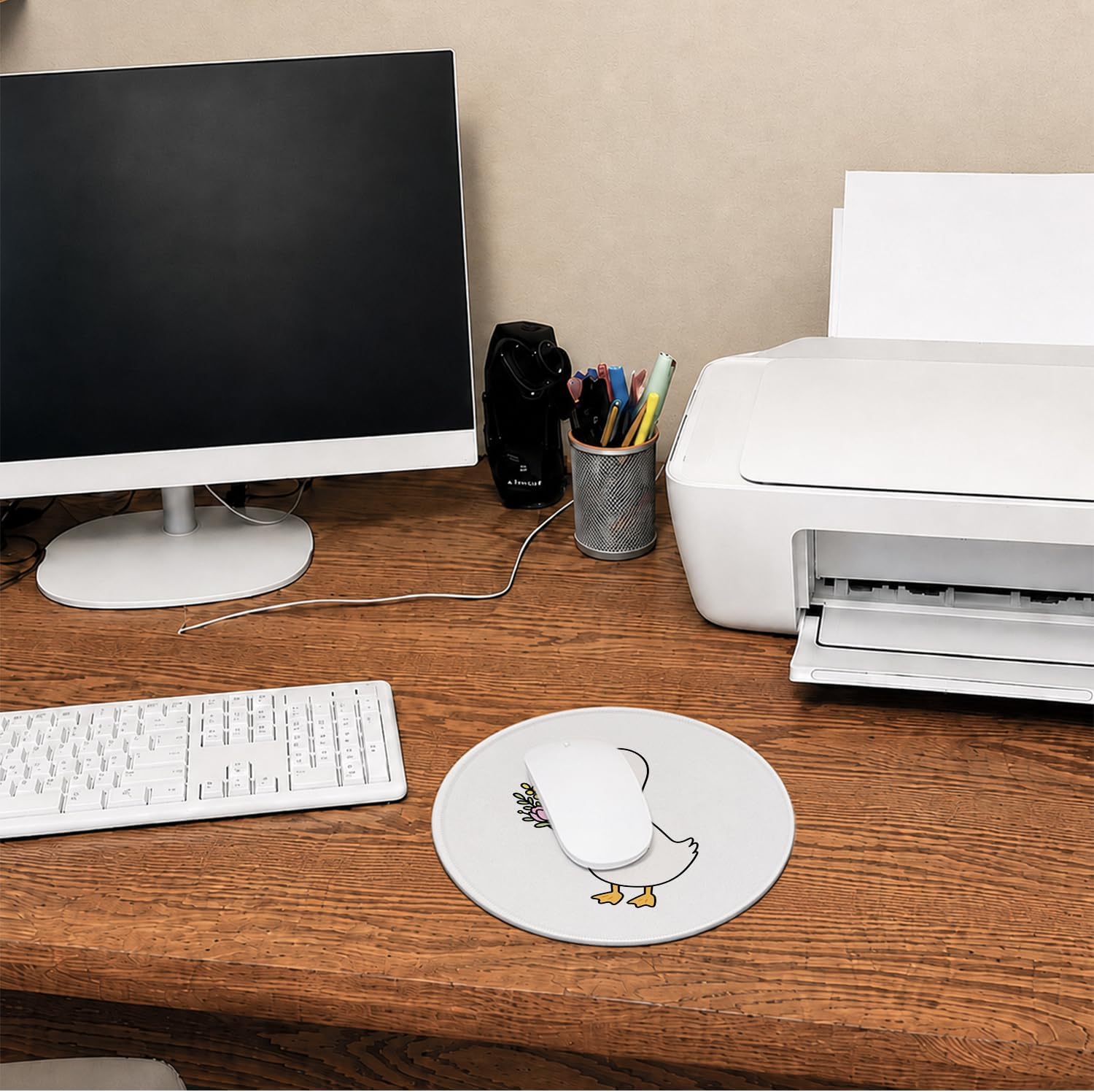 Goose Office Desk Accessories Floral Mouse Pad Decor,7.9x7.9 Inch image 4