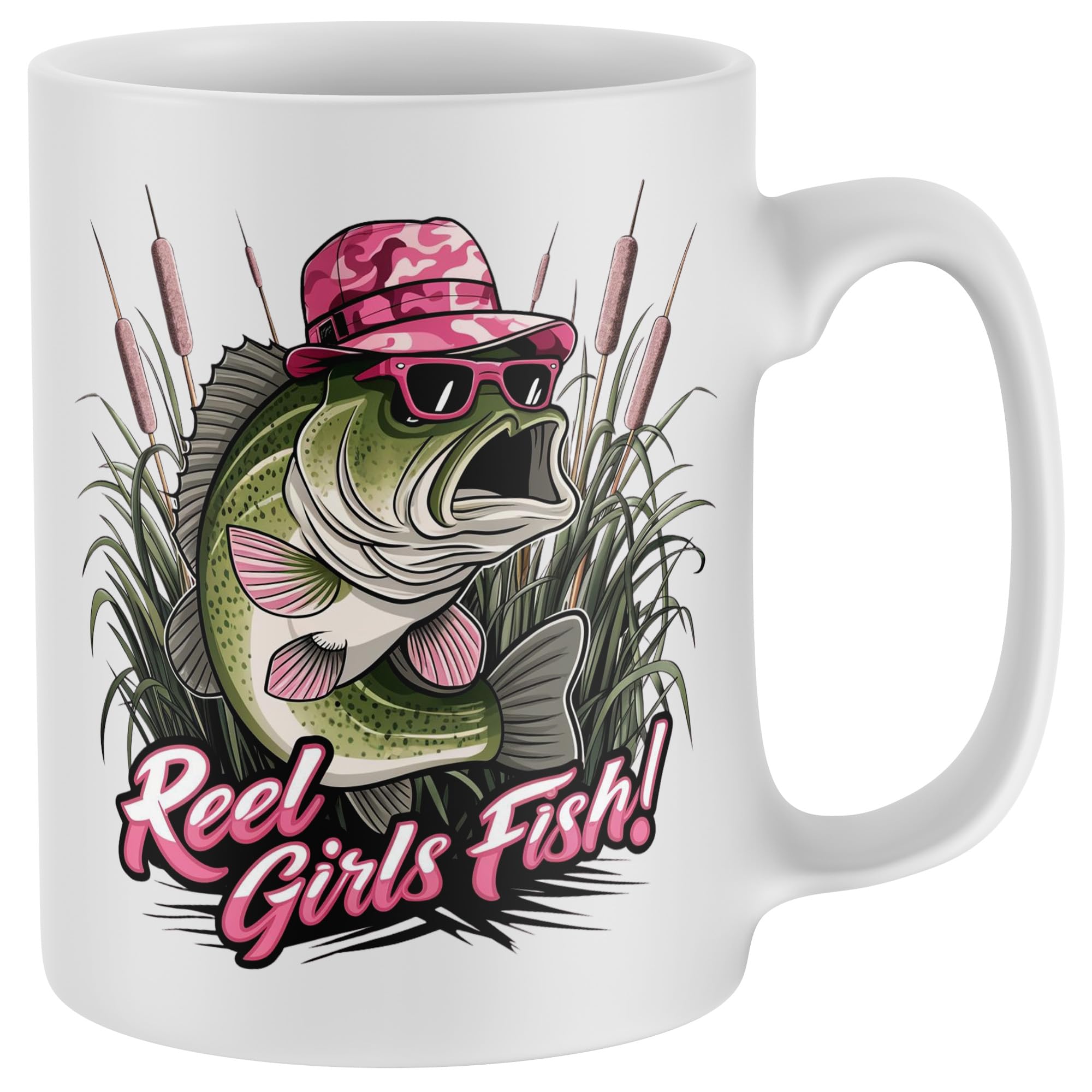 Purple Print House Reel Girls Fish Mug Womens Funny Fishing Tea Coffee Cup Angler Christmas Stocking Filler Gift