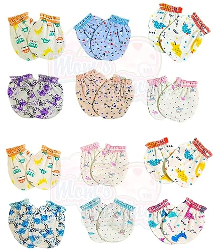 Moms Darling Newborn Baby Cotton Mittens Set/Gloves Set/Multicolor.