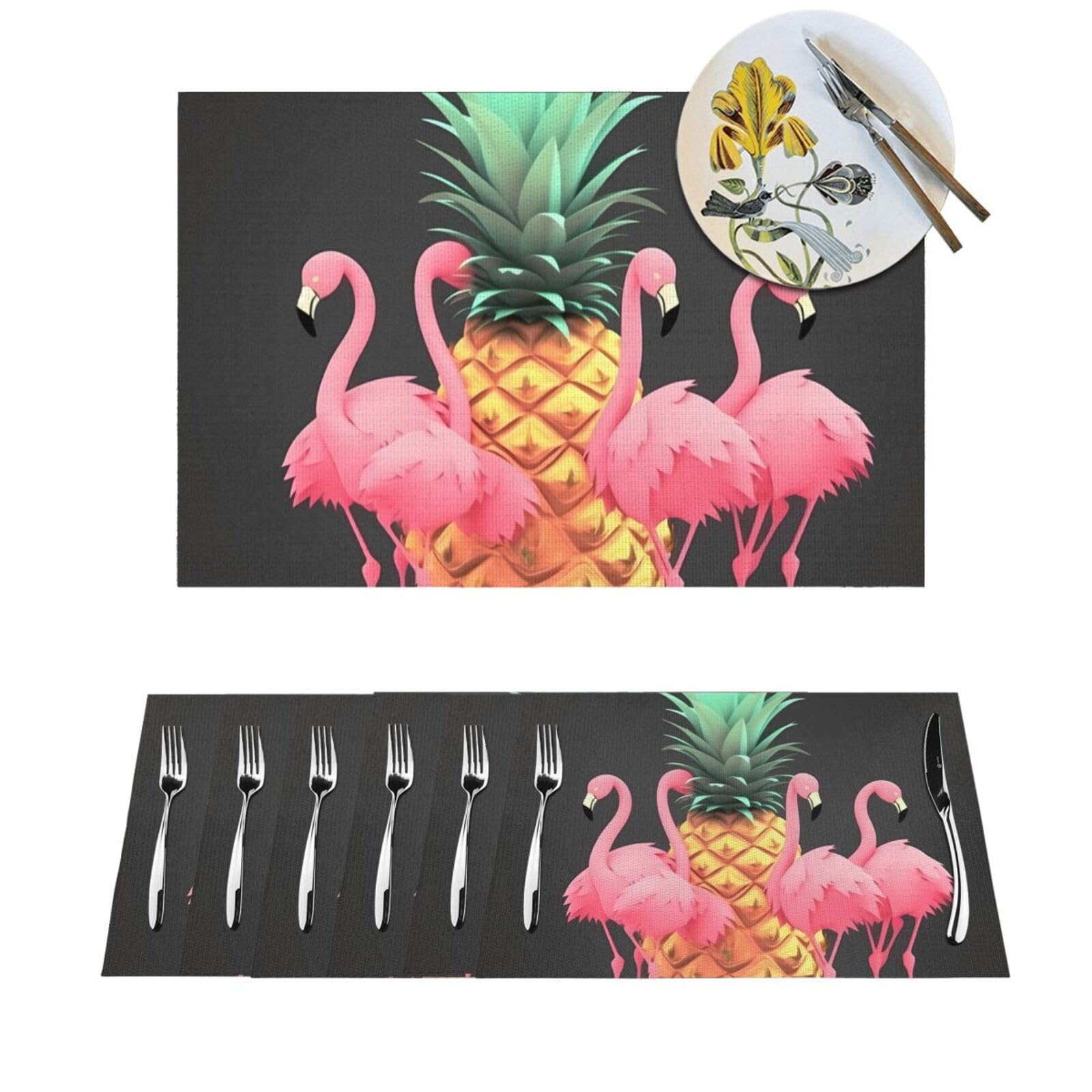 Set de table antidérapant motif ananas en PVC thermique haute résistance x6