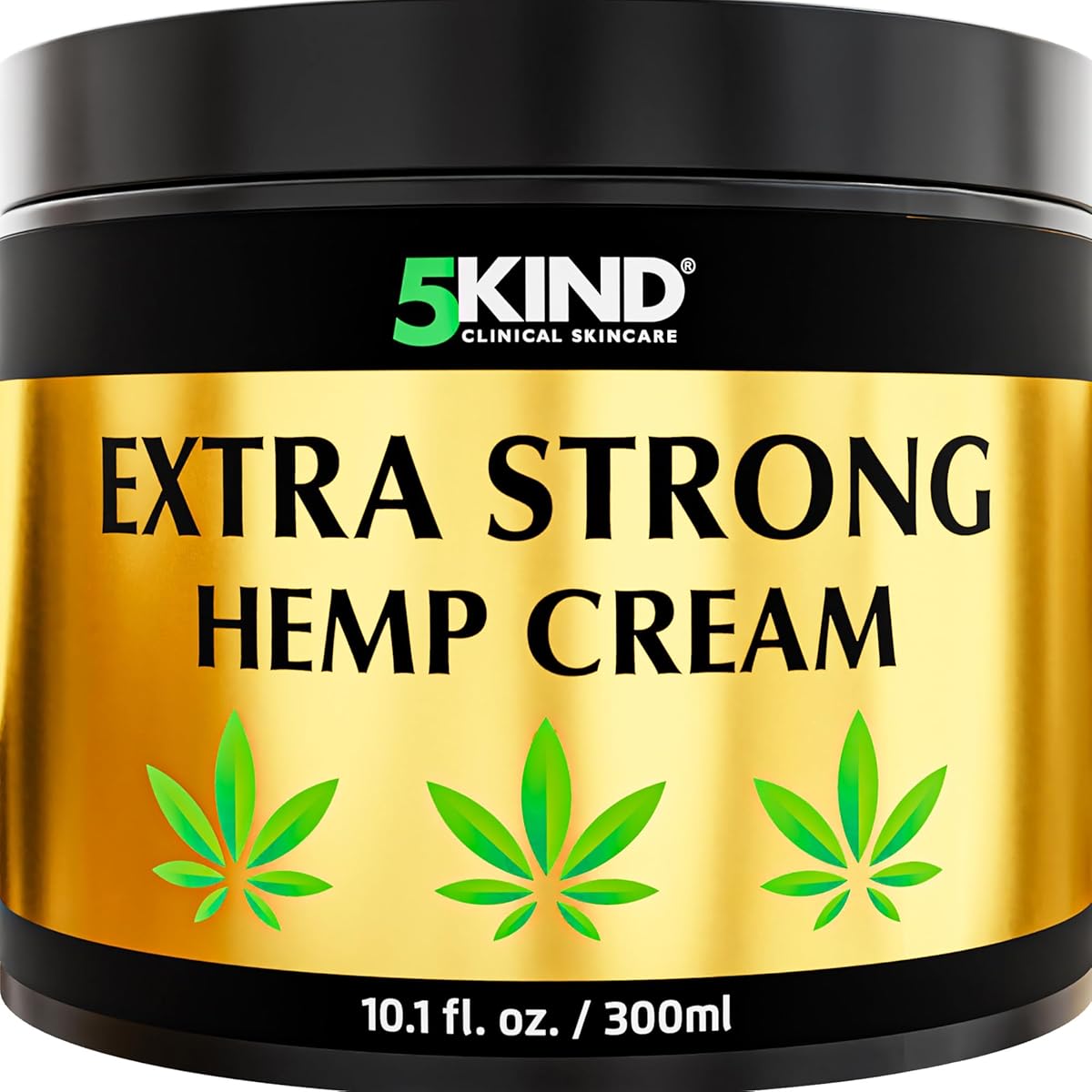 5kind Extra Strong Hemp Cream 300ml - High Strength Hemp Oil and Arinca Cream for Massaging Joints & Muscles, Lower Back, Feet, Knees, Neck & Shoulders - Infused with Natural Oils & Extracts