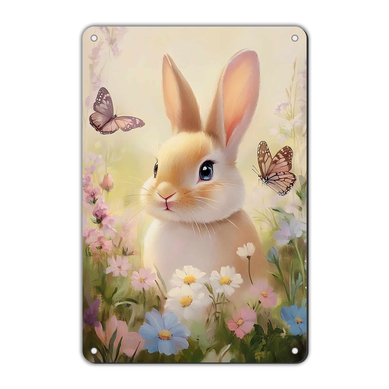 Anceky Vintage Sign Rabbit Tin Sign Retro Wall Decor for Cafe Bar Plub Home Bedroom Kitchen 12×16 Inch