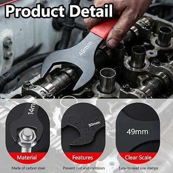 Single Open End Wrench 52mm Metric Thin Spanner for Automotive Repair