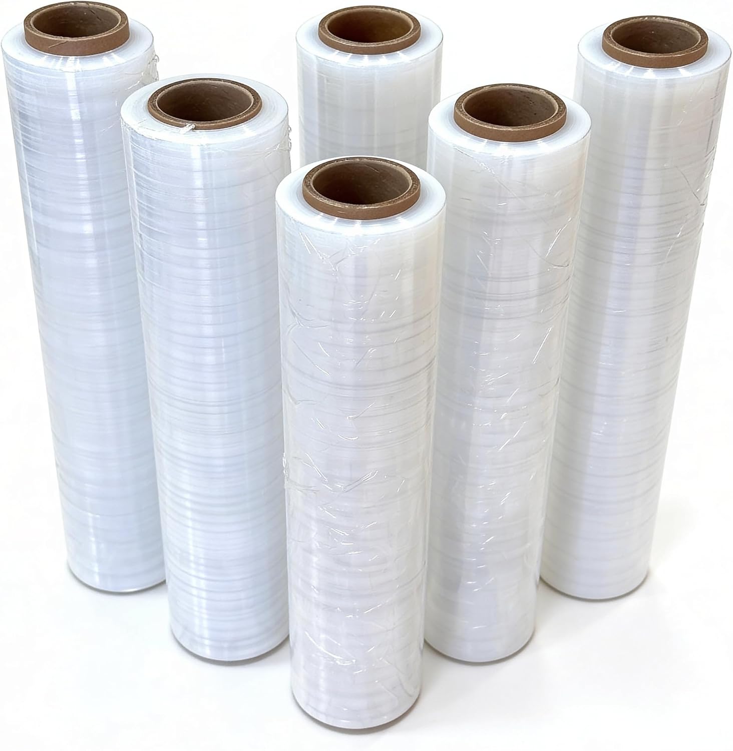 MENKËLL - Pack of 6 Rolls Transparent Film for Packaging - Stretch Film Thickness 23 Micron - Height 50 cm - Length 250 m - Made in EU Product - 1.8 kg (Transparent, 6 Rolls)