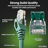 Vista 2 de GEARit Paquete de 100 cables de conexión Cat6 de 3 pies, cable Ethernet Cat 6 sin enganches, flexible y suave, serie premium, color verde