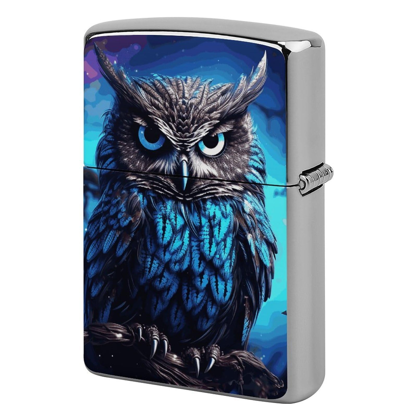 Blue Owl Lighter Case Cover Vintage Metal Lighter Sleeve Reusable Lighter Protective Cover Decorative Lighter Holder Birthday Gifts for Men Women