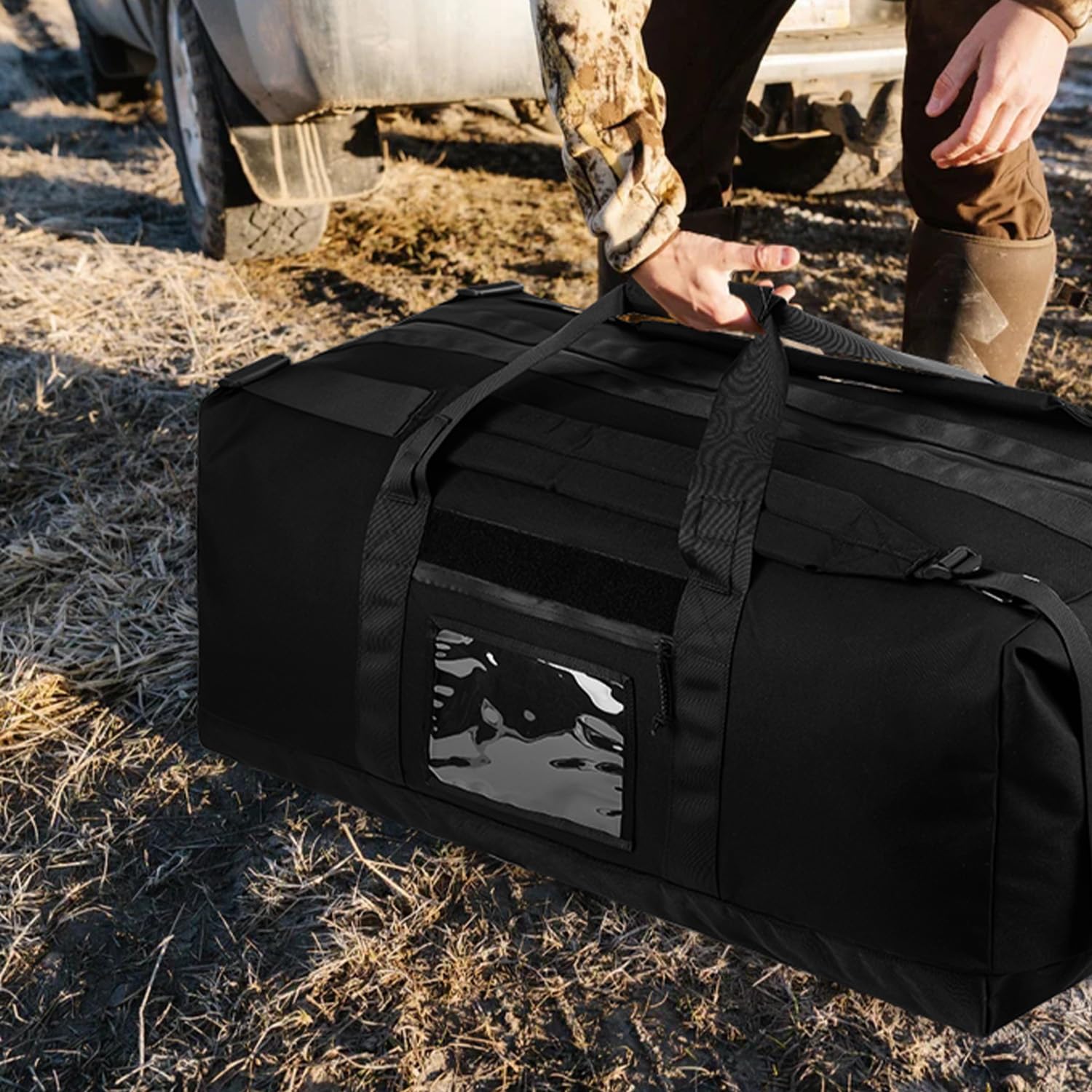 Borsa tattica per il tetto, 130 l, per il trasporto, borsa da viaggio, borsa da viaggio, per tiro, campeggio, escursionismo (nero)
