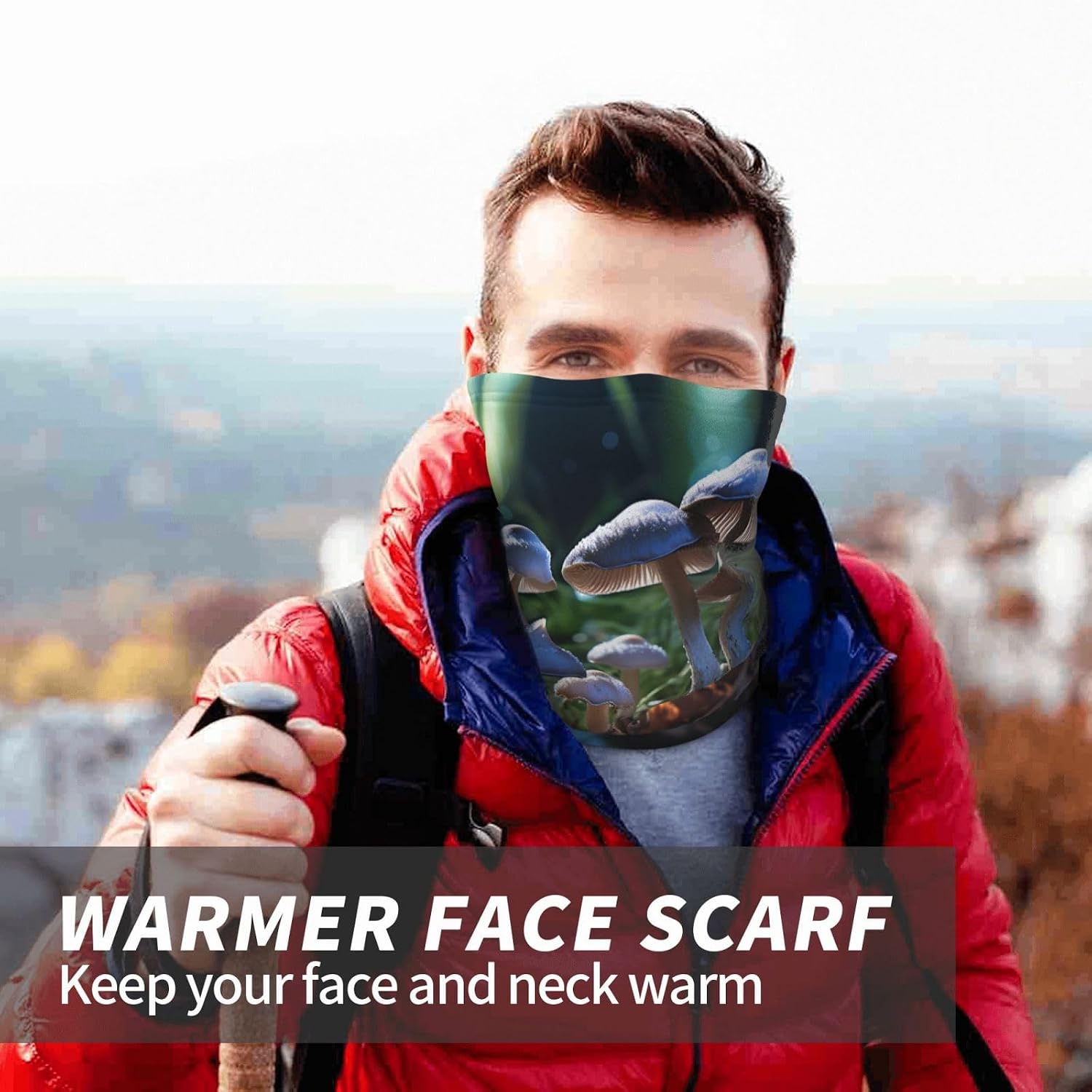 Winter Neck Warmer for Men Women, Sunshine Mushroom Neck Gaiter UV Sun Protection Face Mask Windproof Cold Weather Face Cover Thermal Ski Mask Scarf for Outdoor Sports Bandana
