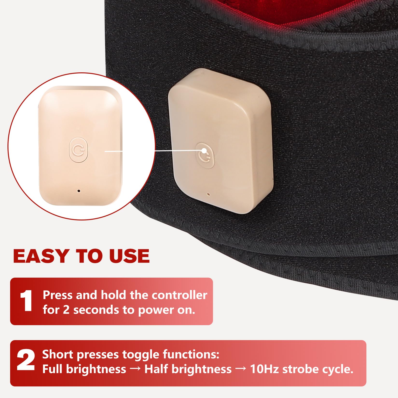 Cinturón de terapia de luz roja inalámbrico para dispositivo infrarrojo corporal inalámbrico recargable con banco de energía de 2000 mAh