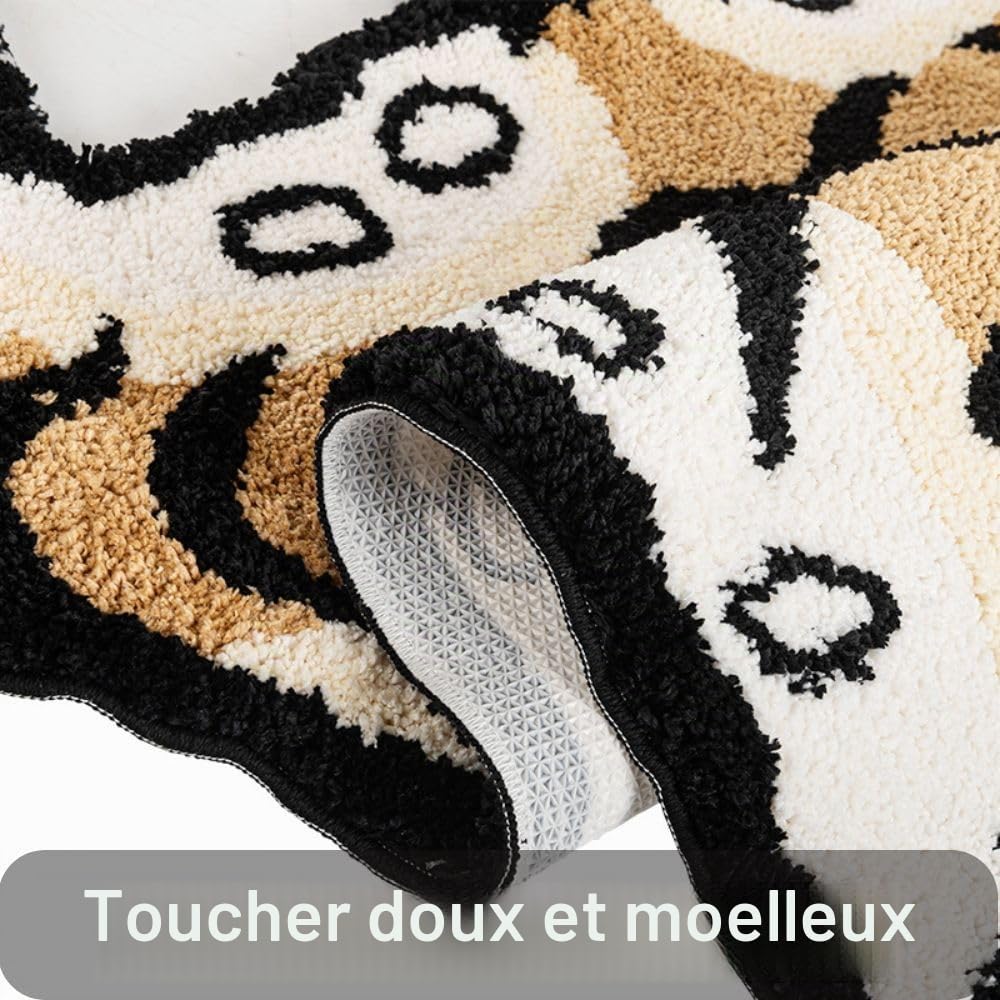 Tapis tufté doux et amusant pour chambre à coucher, motif tigre tibétain, 1,5 x 0,9 m, lavable avec envers antidérapant en caoutchouc thermoplastique, décoration d'intérieur (jaune)