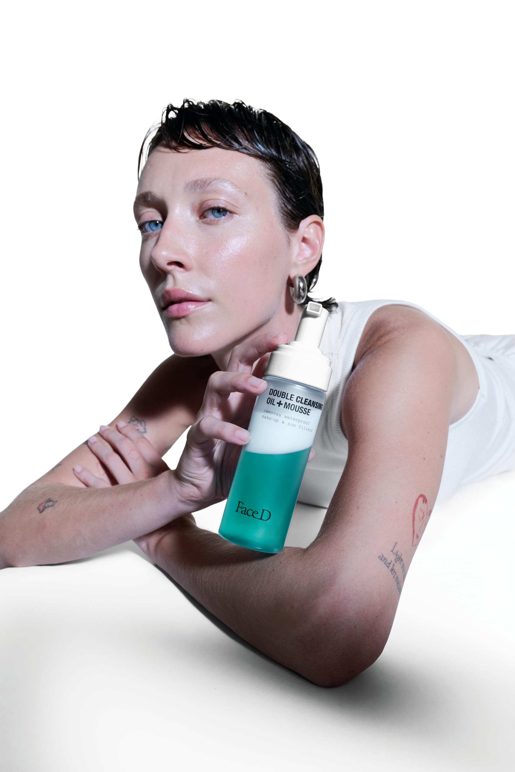 Face D - Double Cleansing, 160 ml, Detergente Viso Bifasico, Olio Struccante + Mousse, Rimuove Trucco Waterproof