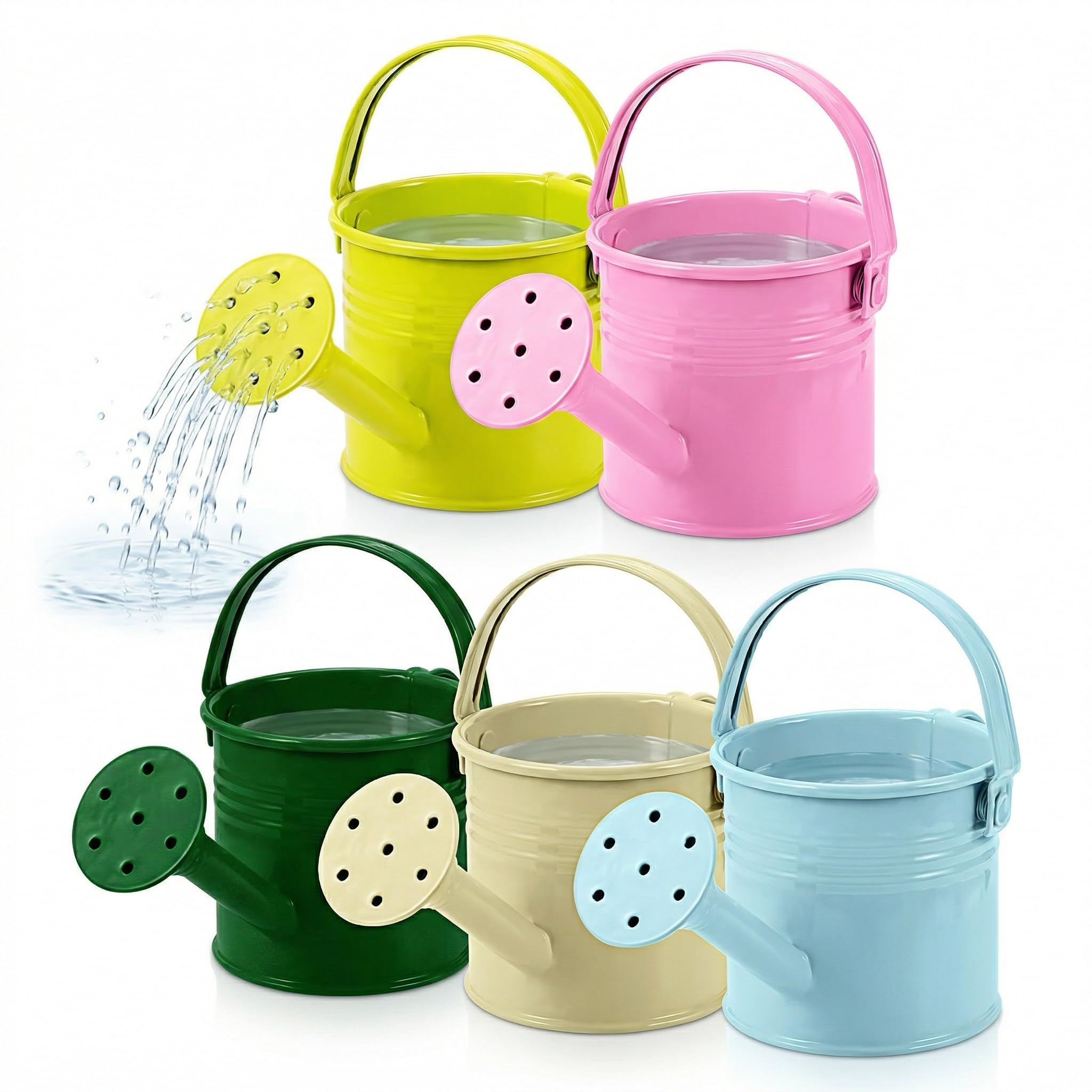 Arrosoir pour enfants en métal : lot de 5 bouilloires d'arrosage en fer multicolores