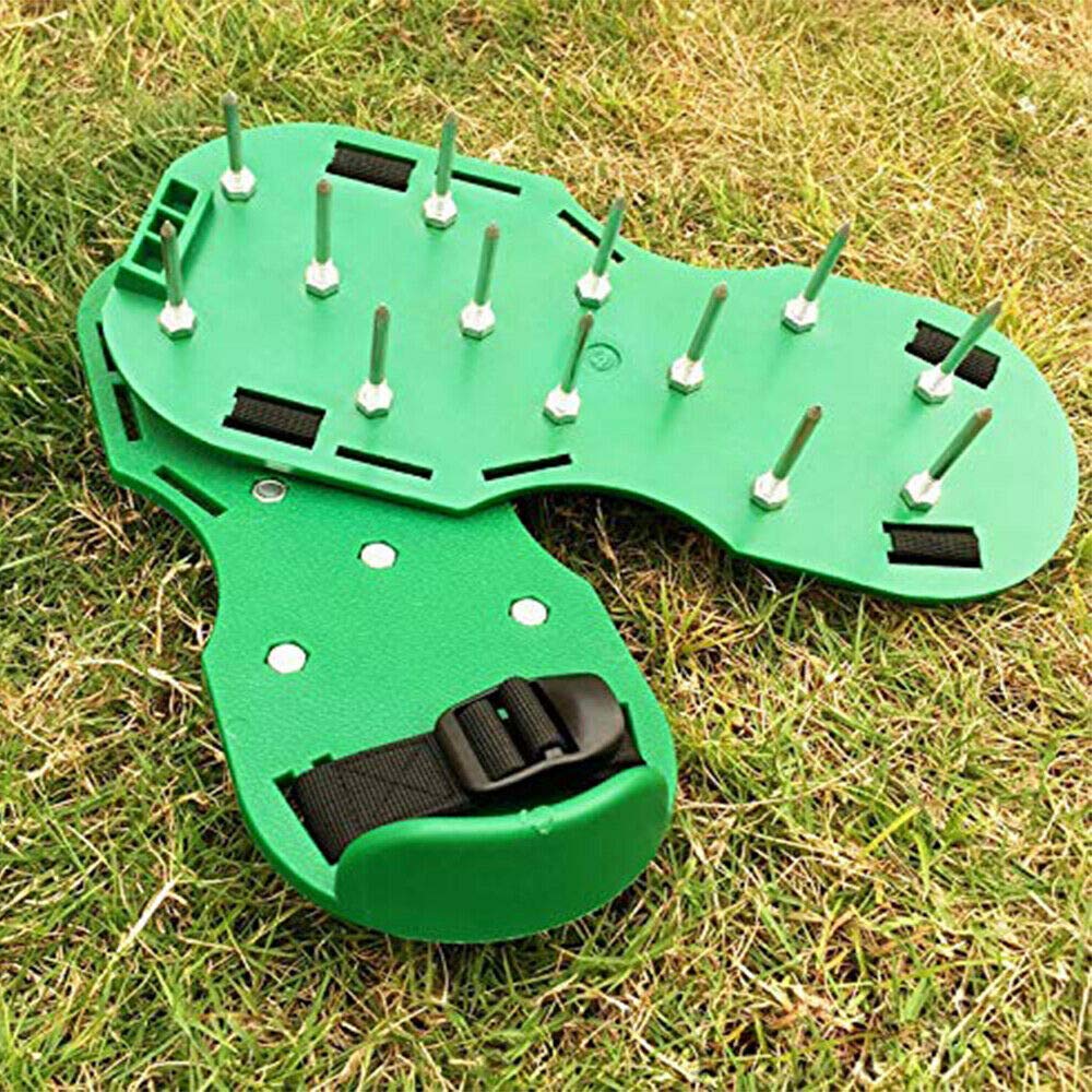 Belüftungsschuhe, 3 Paar Rasenbelüfter-Schuhe mit 26 Spikes für Rasen, Garten, Boden, Gras, Belüftung – Universalgröße (grün)