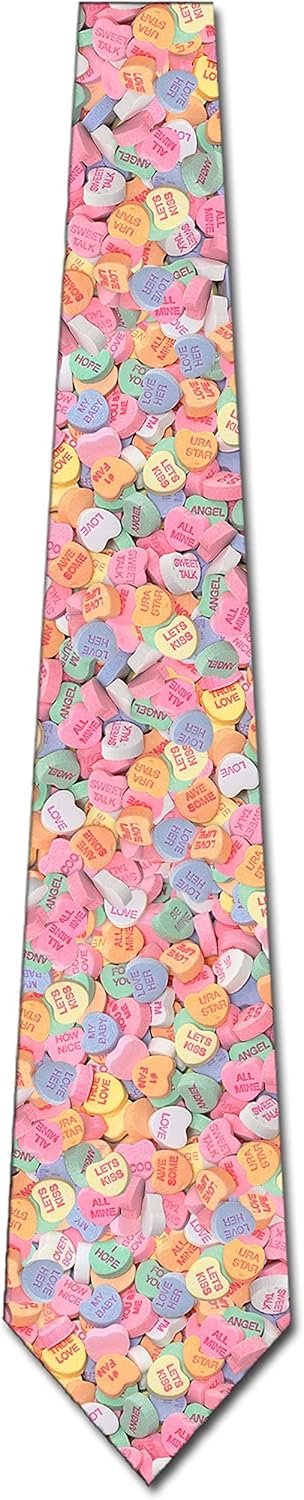 Three Rooker Valentines Day Ties Candy Heart Mens Necktie
