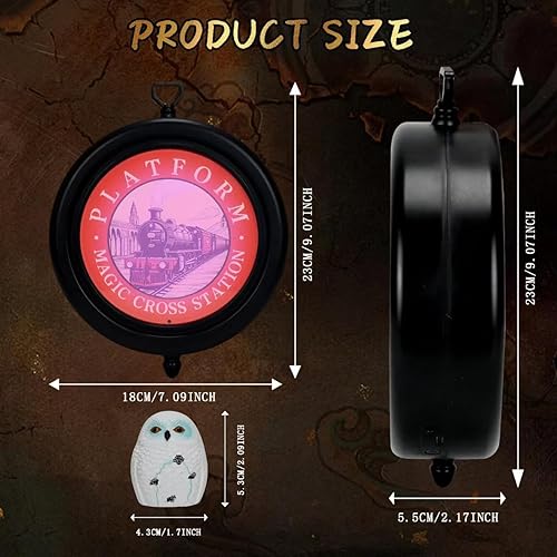 Miniatura 4 de Whywag Luz nocturna de tren de plataforma con luz de búho y control remoto RGB, luces giratorias de decoración de pared para decoración de