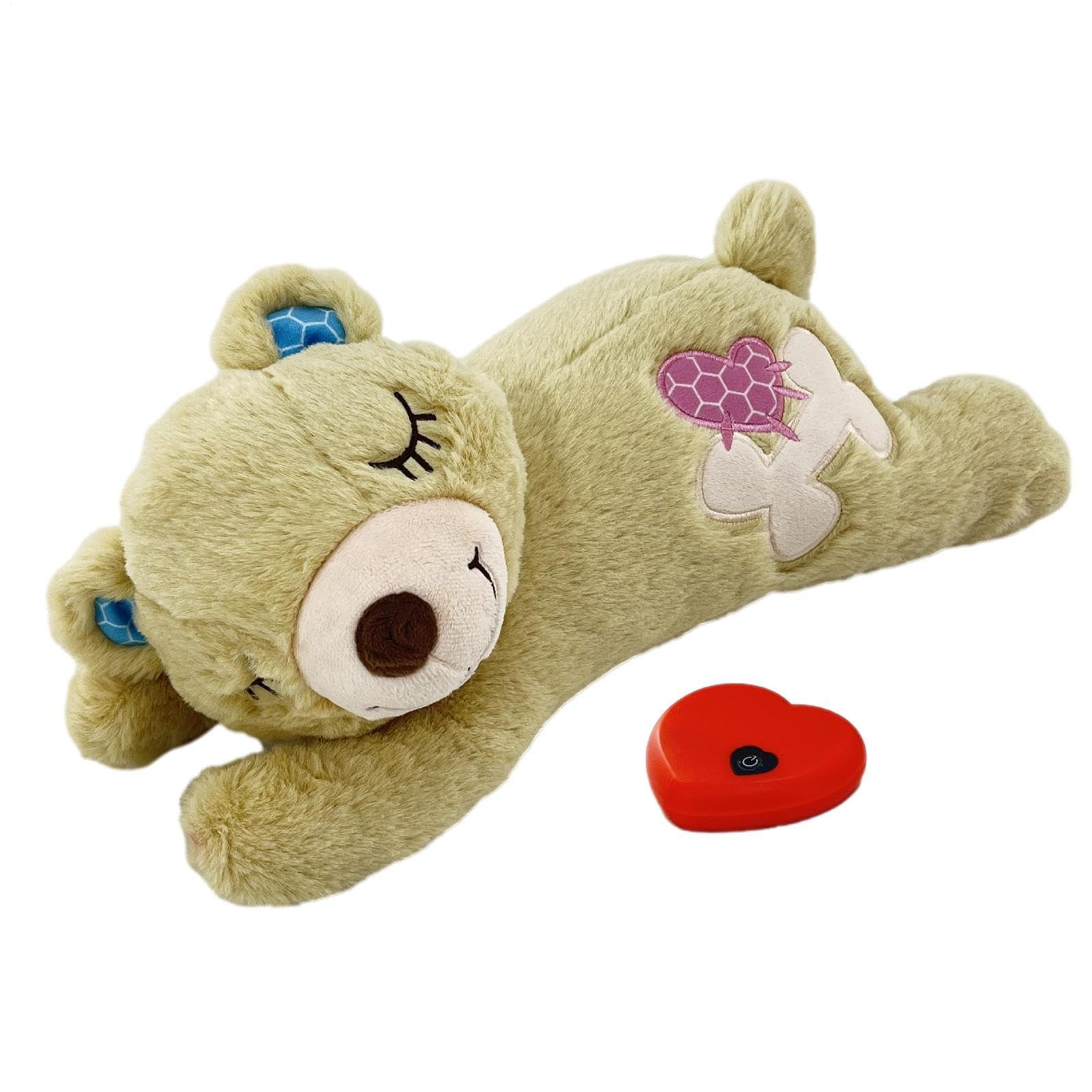 Jouet en peluche avec battement de cœur – Ours confortable pour chien de 14 cm, doux et amovible rembourré avec vibrations douces | Encourage les chats et chiots à se détendre, soutenir l'exploration