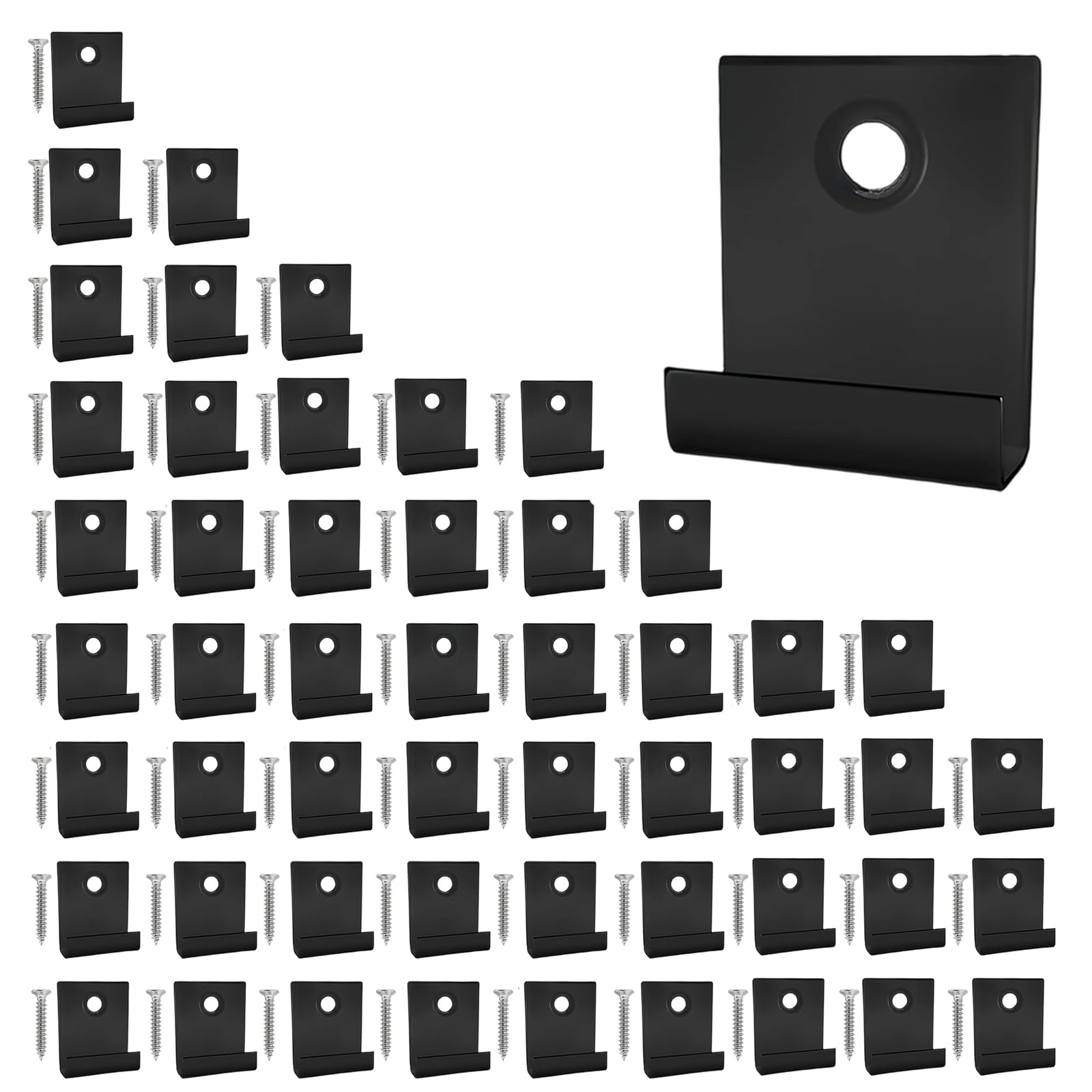 50 Piezas Clips de Fijación Ocultos para Tabla, Ranura de 8 mm Clip de Cubierta Compuestos, Acero Inoxidable 304 Clips de Fijación Para Terraza, Negro, con 50 Tornillos M4, para Jardín y Patio