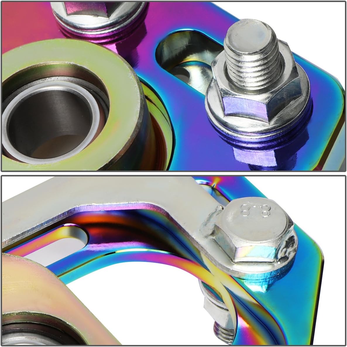 Auto Dynasty Compatible with Ford Mustang Pair Front Aluminum Adjustable +/-3.00 Camber +/-2.00 Caster Plates Neo Chrome