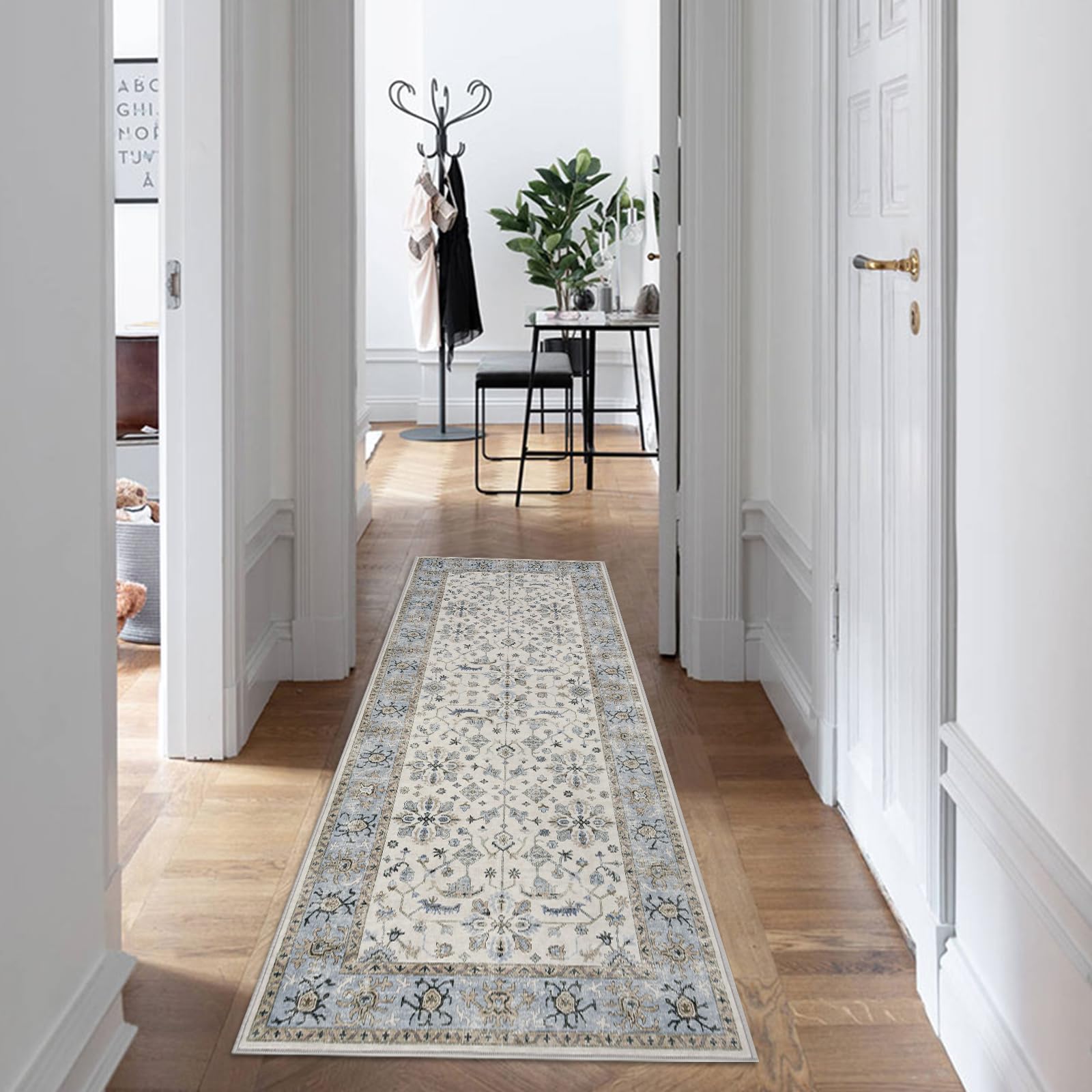 CIBTYHOH Washable Rug Rugs Living Room Carpet for Bedroom Vintage-Inspired Area Rug - Classic Floral Pattern,80 * 150 CM