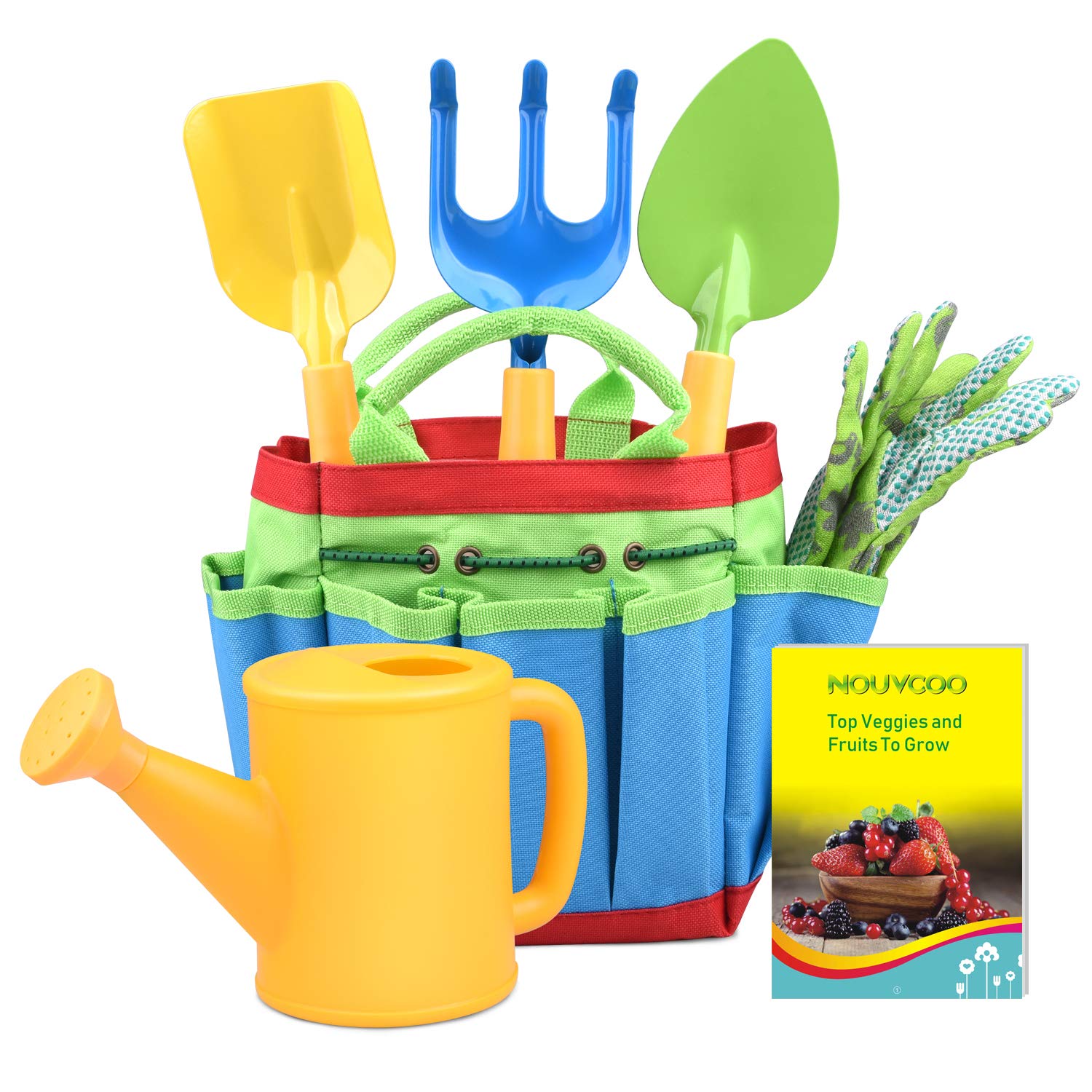 NOUVCOO 7PCS Herramientas de Jardinería para Niños, Regadera, Pala ...