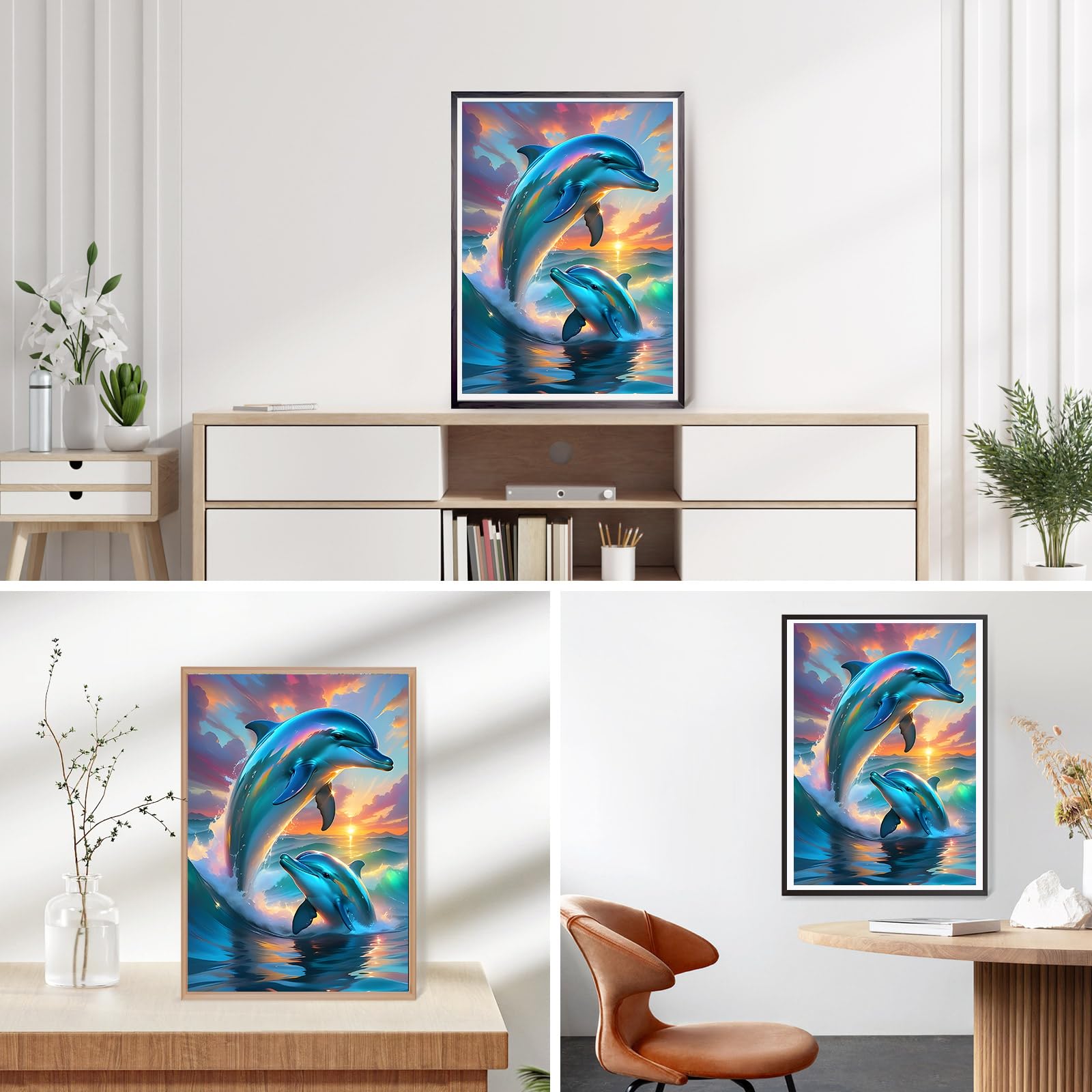 Kit Peinture Diamant 5D Dauphins QINRUBB - 30x40cm - Art Strass DIY Déco Maison - Pour Adultes Débutants