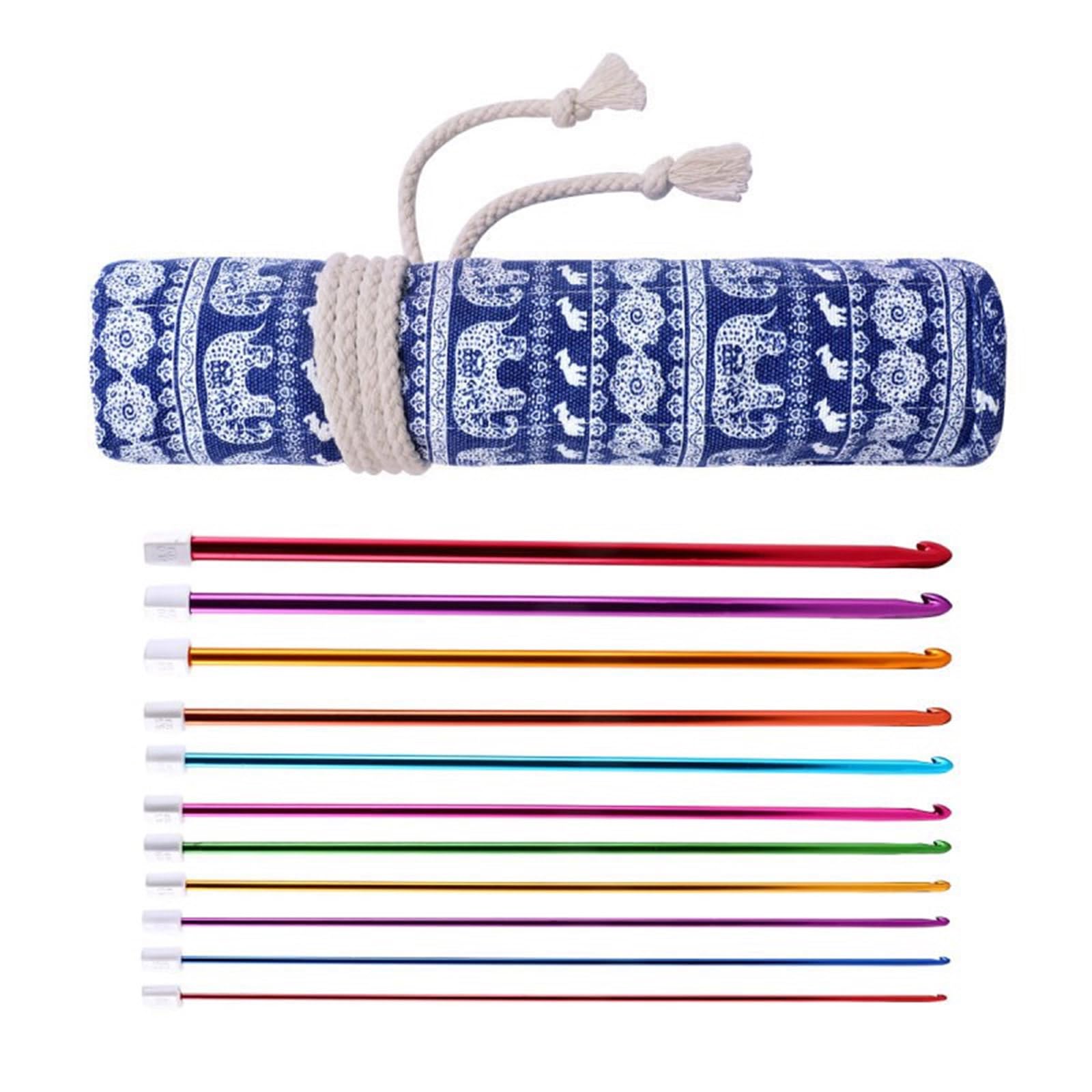 11Pcs 2mm-8mm Aluminum Tunisian Crochet Hook for Blanket Yarn Craft Project 27cm Long Ergonomic Afghan Knitting Needle Colorful Ergonomic Knitting Needle