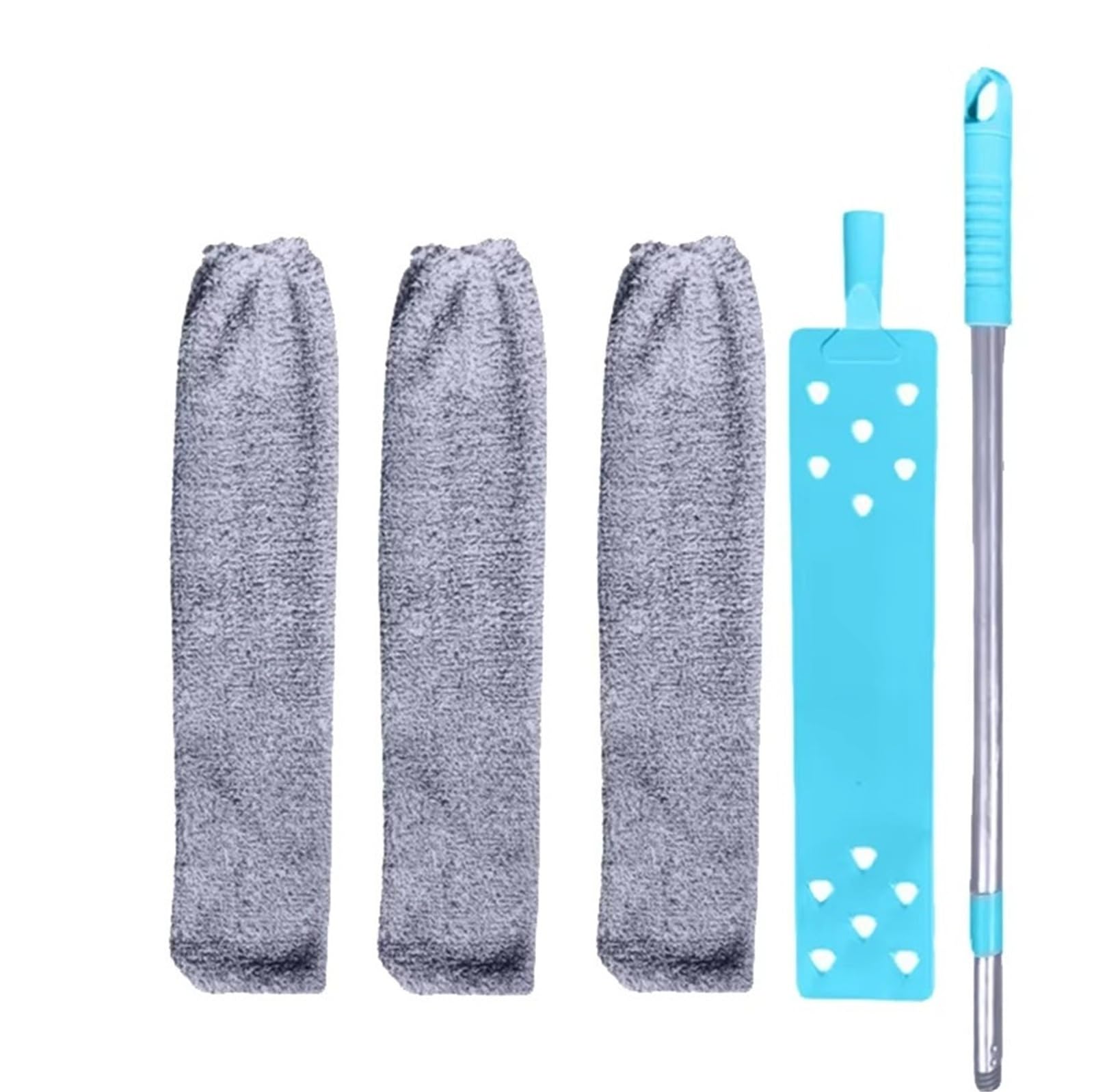 Cleaning Duster Long Handle Mop Telescopic Duster Cleaning Brush Bendable Head Extendable Pole Flat Flexible For Home Tool(With 2 Cloth)