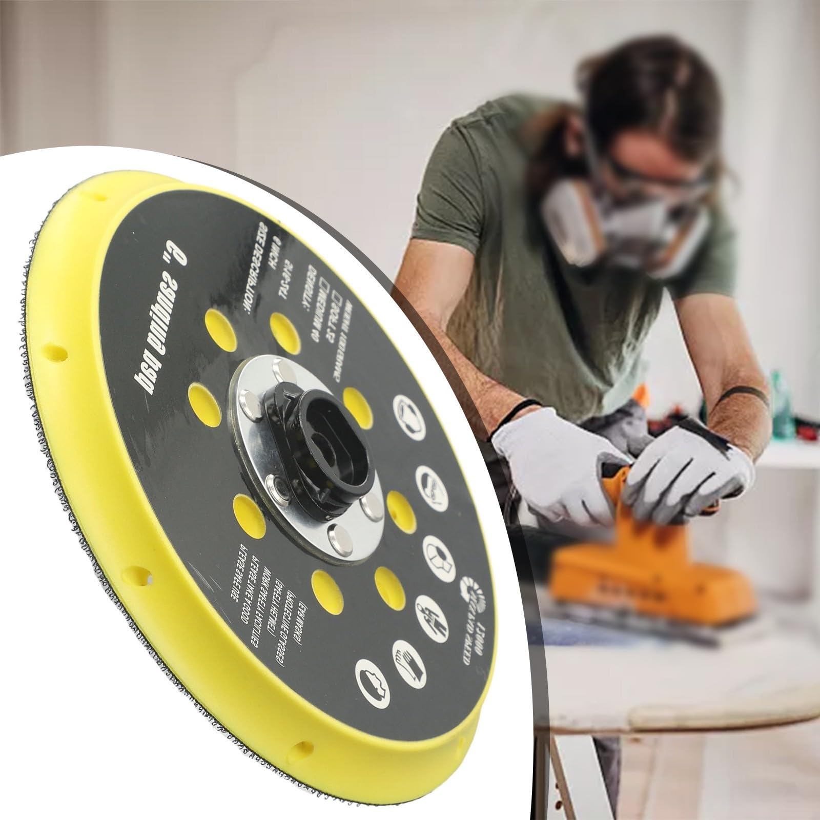 Cuscinetto di supporto per levigatrice resistente da 15,2 cm con 17 fori, compatibile con modelli Bo6030, Bo6040, Ro1 e Es150, Et2, Ets150, costruzione in plastica per applicazioni di levigatura
