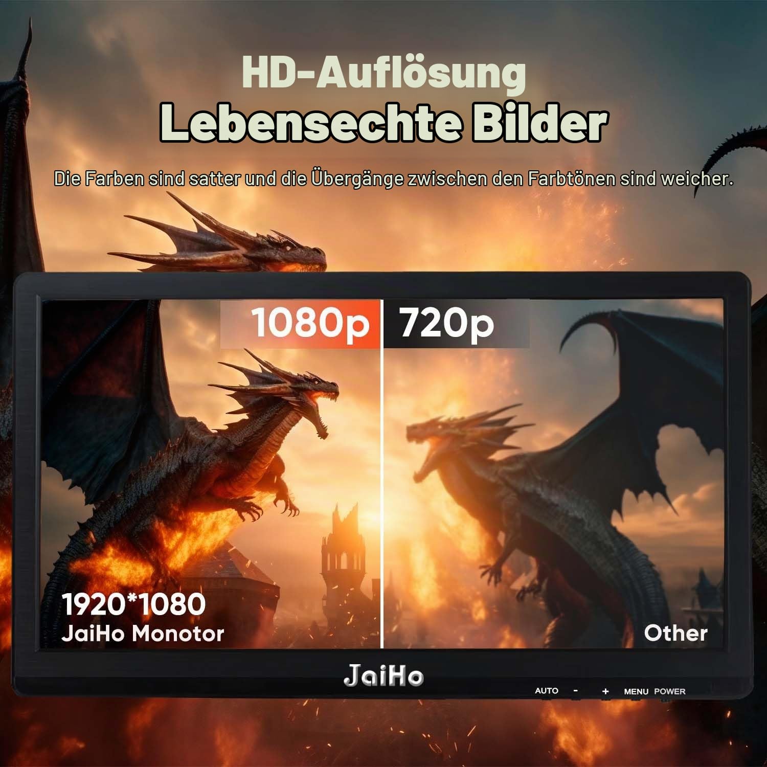 JaiHo 15.6 Zoll Monitor 16:9, CCTV Überwachungsmonitor Metallgehäuse, 1080P Full HD LCD Bildschirm mit BNC HDMI VGA AV USB, Industrie PC Display für Kasse Server, Inklusive Wandhalterung