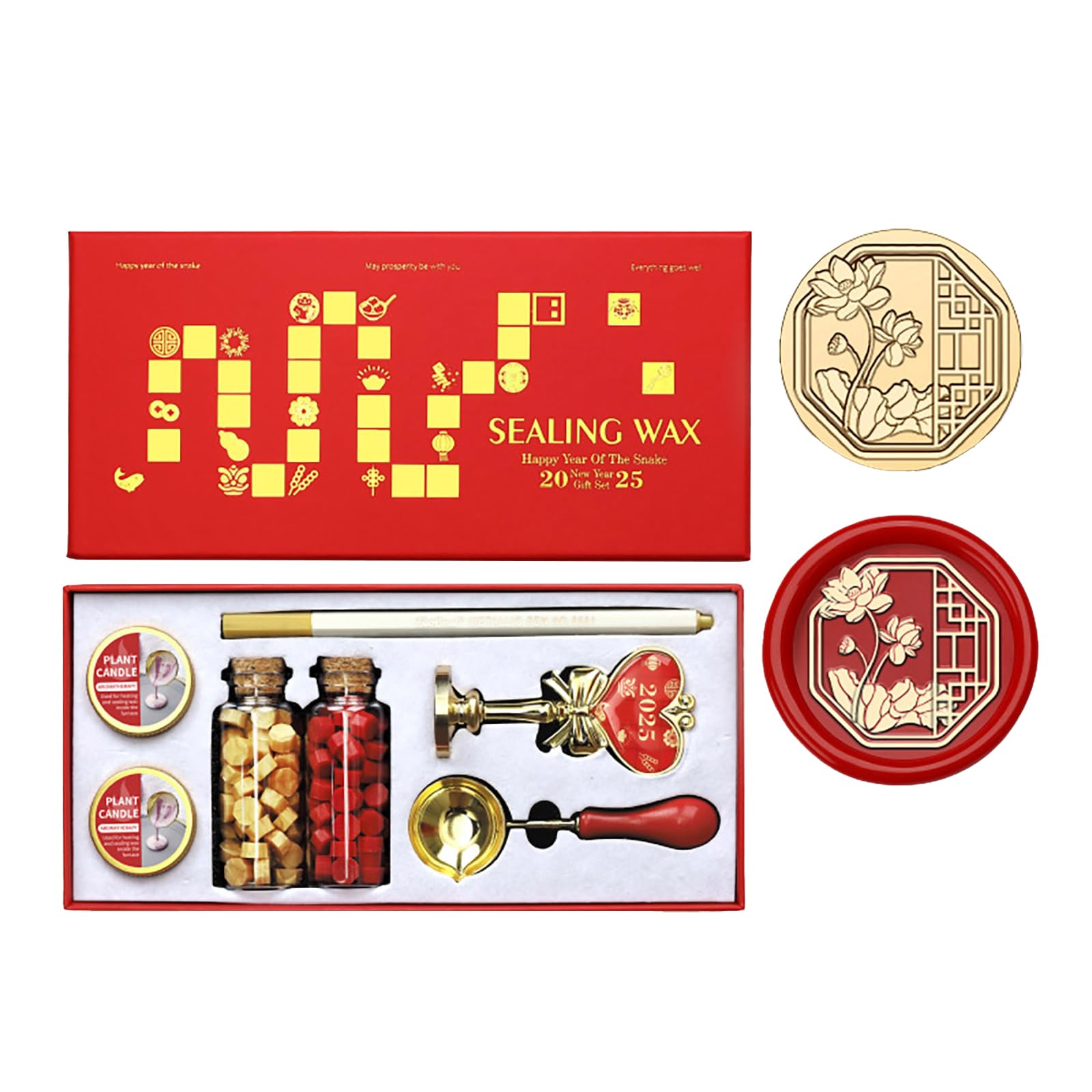 Yhplxyuus Year of the Snake Themed Seal Stamp Seal Beads Melting Spoon and Set for Envelope Card Party Invitation Decorative Envelope