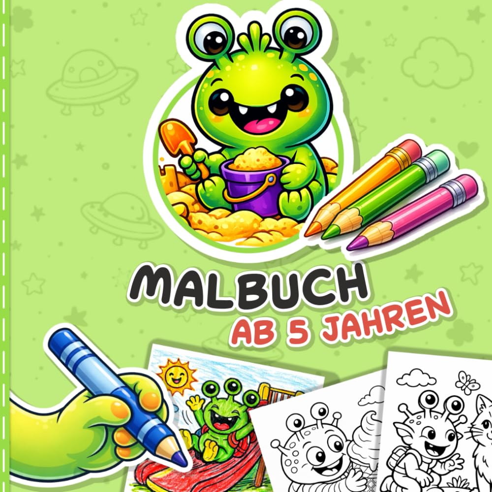 Neugierige Aliens – Einfaches Malbuch für Kinder (Malbücher für Groß und Klein)