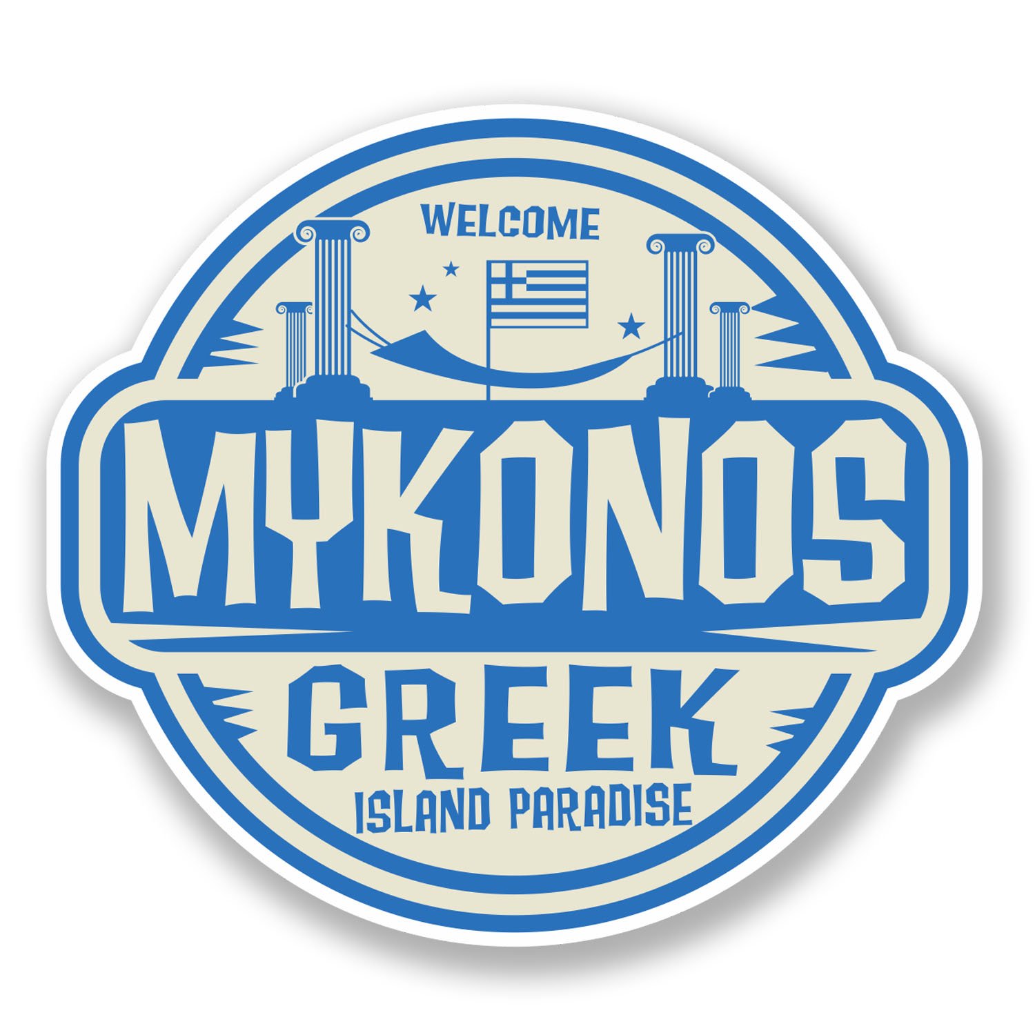 Destinationvinyl Multi 2 X 10Cm Mykonos Greece Vinyl Sticker Decal Laptop Travel Luggage Greek #6493 (10Cm Wide X 9Cm Tall)
