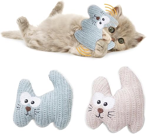 Miniatura 1 de Juguete de hierba gatera para gatos y gatitos, 2 piezas de cuerda de felpa para gatos masticables, juguete para masticar con campana, resistente a
