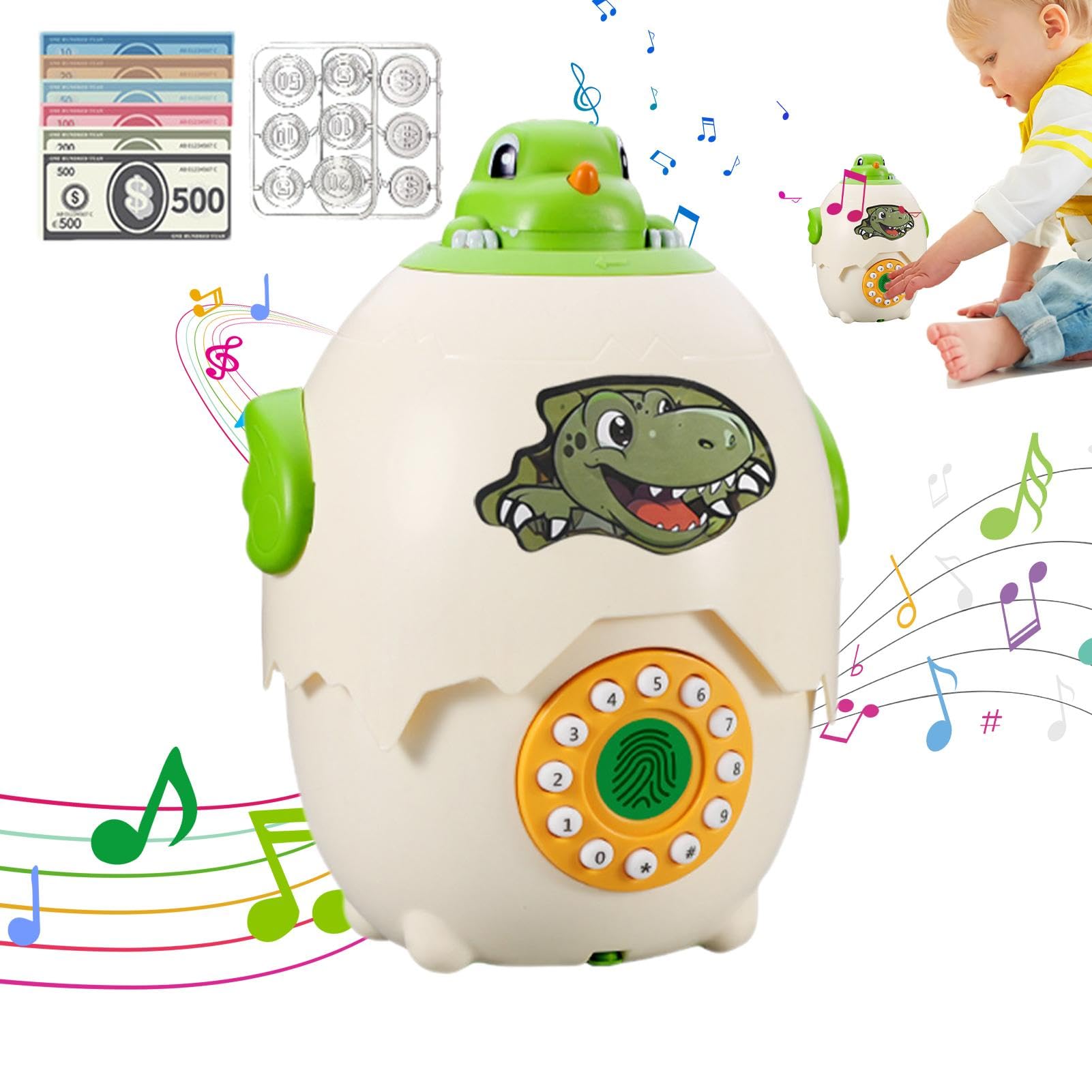 Amazon.co.jp: 電子コインバンク | 恐竜の卵 2イン1キャッシュ缶 多機能電子銀行 子供の歌のストーリーテリングマシン コインストレージ  幼児用 : おもちゃ