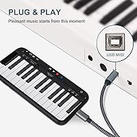 Vista 6 de Cable Lightning a MIDI USB OTG tipo B para iPhone seleccionado, modelos de iPad para controlador midi, instrumento de música electrónico, teclado