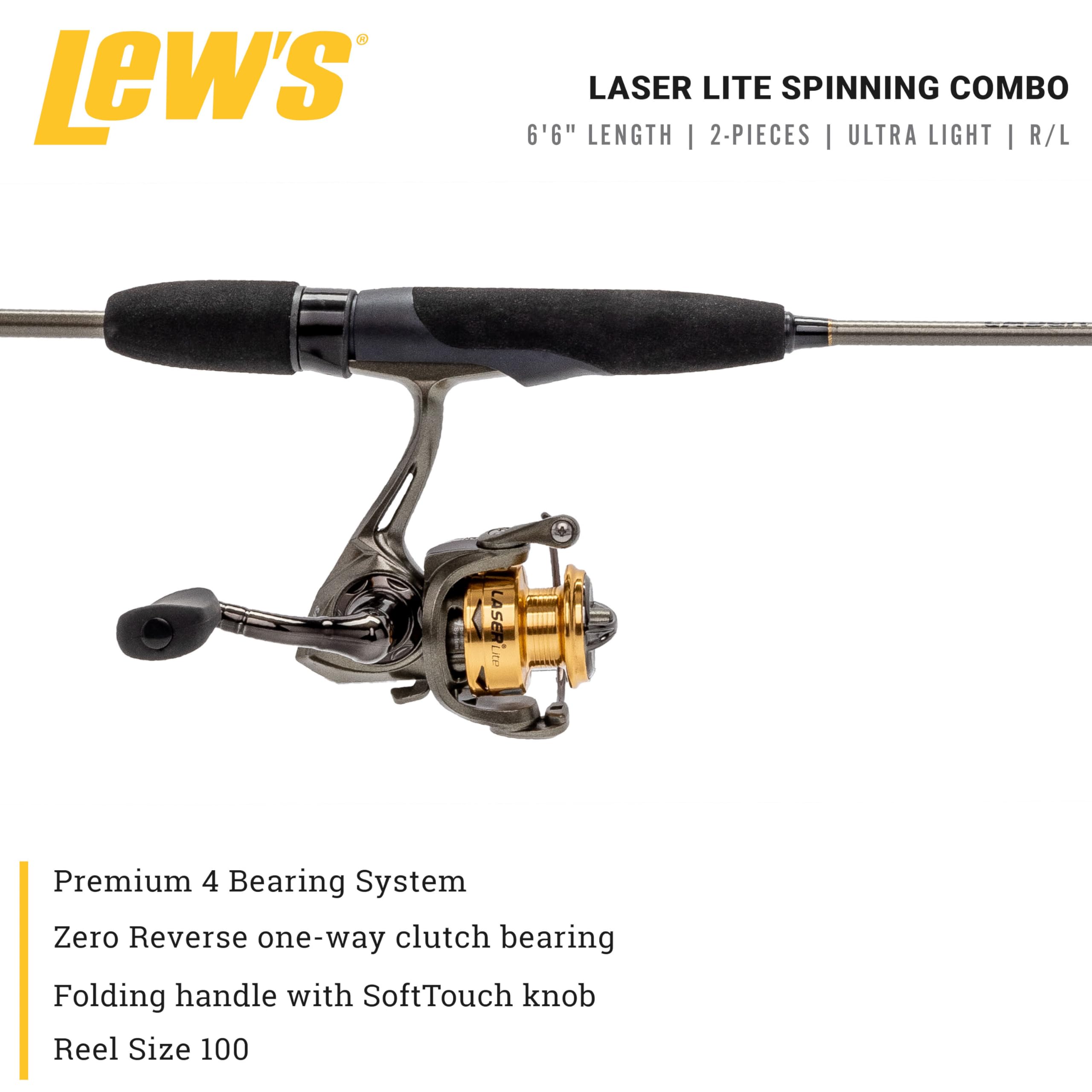 Amazon.com : Lew's Laser Lite Spinning Reel and Fishing Rod Combo, 6-Foot 6- Inch 2-Piece, Ultra-Lt Power, Size 100 Reel, 5.1:1 Gear Ratio, Metallic Gray/Gold/Black : Sports & Outdoors Amazon.com : Lew's Laser Lite Spinning Reel and Fishing Rod Combo, 6-Foot 6- Inch 2-Piece, Ultra-Lt Power, Size 100 Reel, 5.1:1 Gear Ratio, Metallic Gray/Gold/Black : Sports & Outdoors