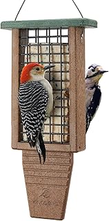 Kingsyard Recycled Plastic Suet Bird Feeder, Double Capacity Tail-Prop S...