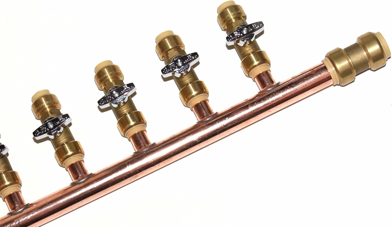 Push Fit PEX Manifold 3/4 Male 1/2 Ball Valve with PUSH FIT end with closed end (8 branched)