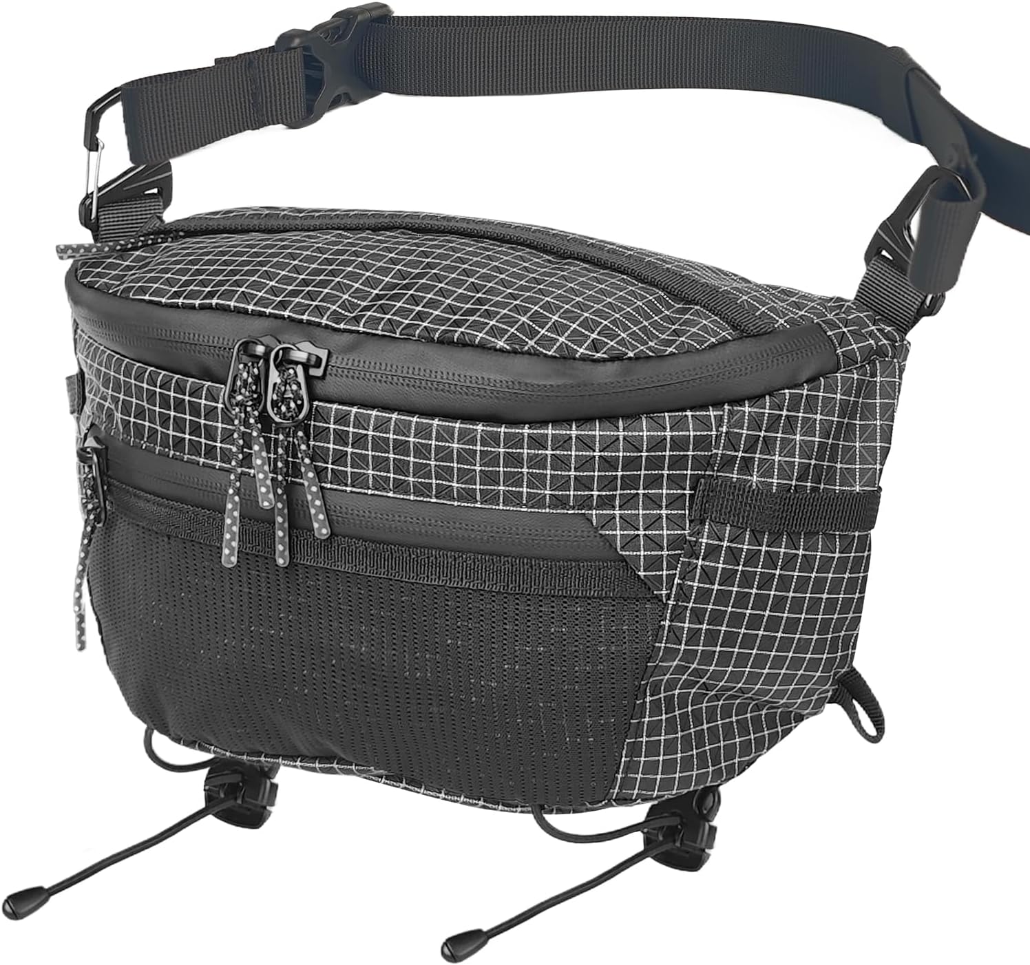 Rocalt Backpack Strap Pouch, Waterproof Fanny Pack, Lightweight Phone Pocket, Large Capacity Multi-functional Hiking Waist Packs for Running, Travel, Cycling(Black)