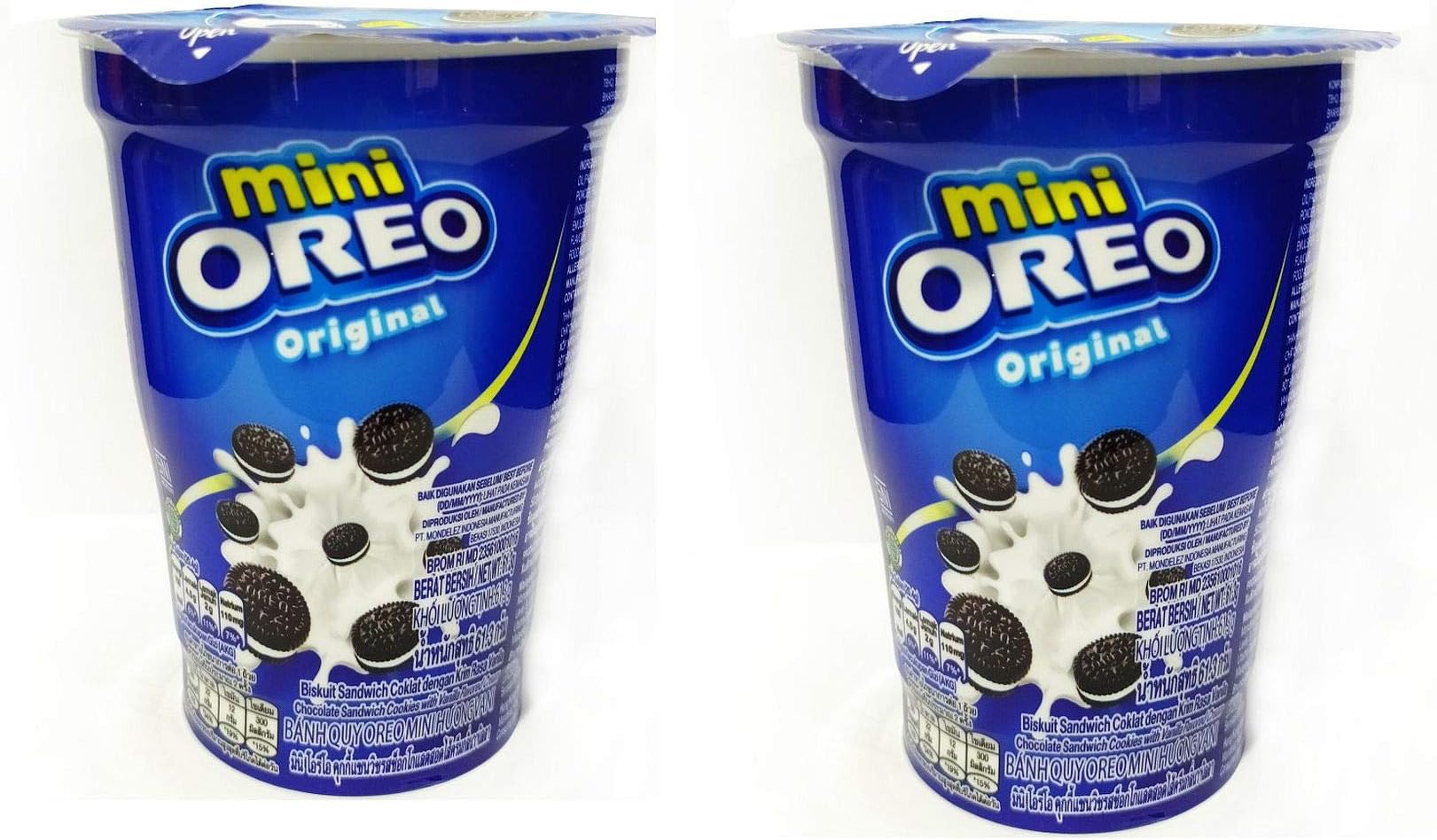 Oreo Mini Cream Biscuit - Original Vanilla Flavor, 61.3g Cup (Pack of 2)