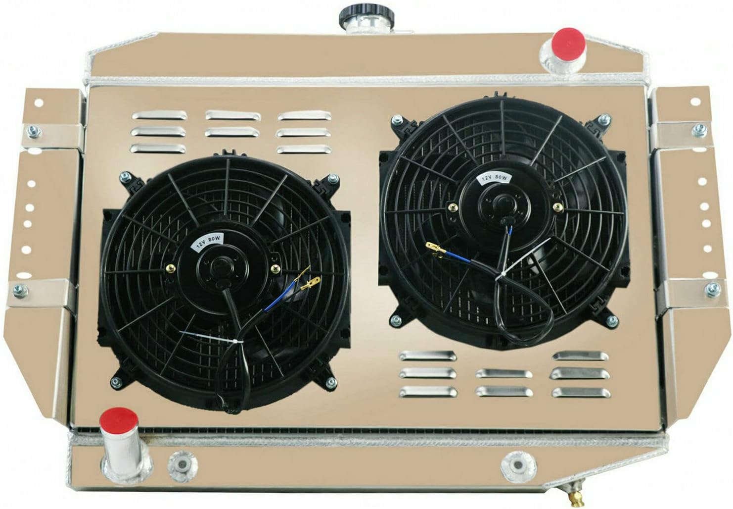 3 Row Aluminum Radiator+Shroud Fans Compatible For 1972-1979 Jeep Wagoneer Cherokee J-Series V8 1973 1974 1975 1976 1977 1978